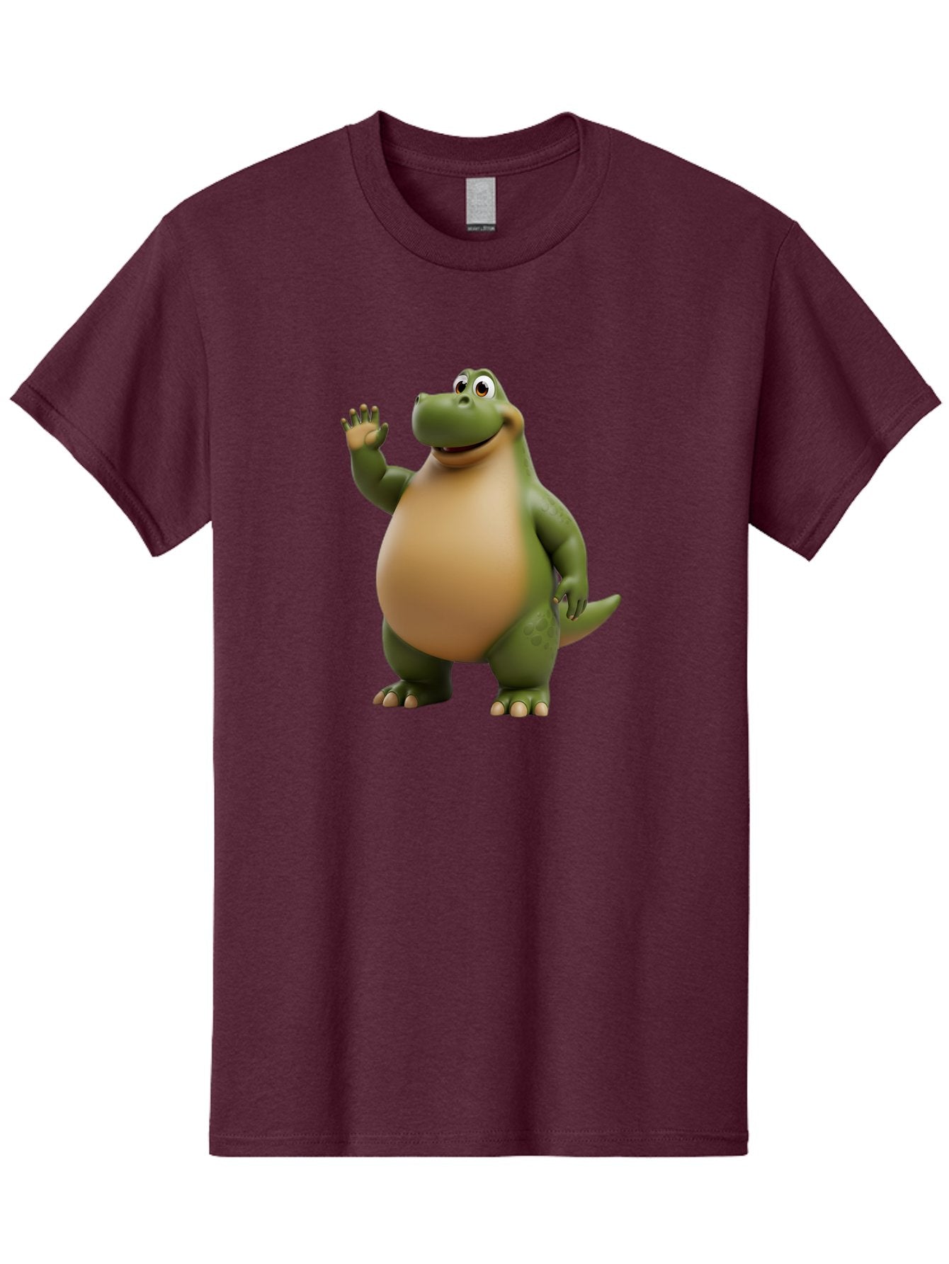 Cartoon-T-Rex Men'S Graphic Tee, 100% Cotton, Comfortable Casual Summer Wear, Machine Washable, Cartoon Alligator, 3D Character, Green Alligator, Friendly Creature, Cartoon Animal, Animated Character, Children'S Entertainment, Nursery Decor, Bae395 6