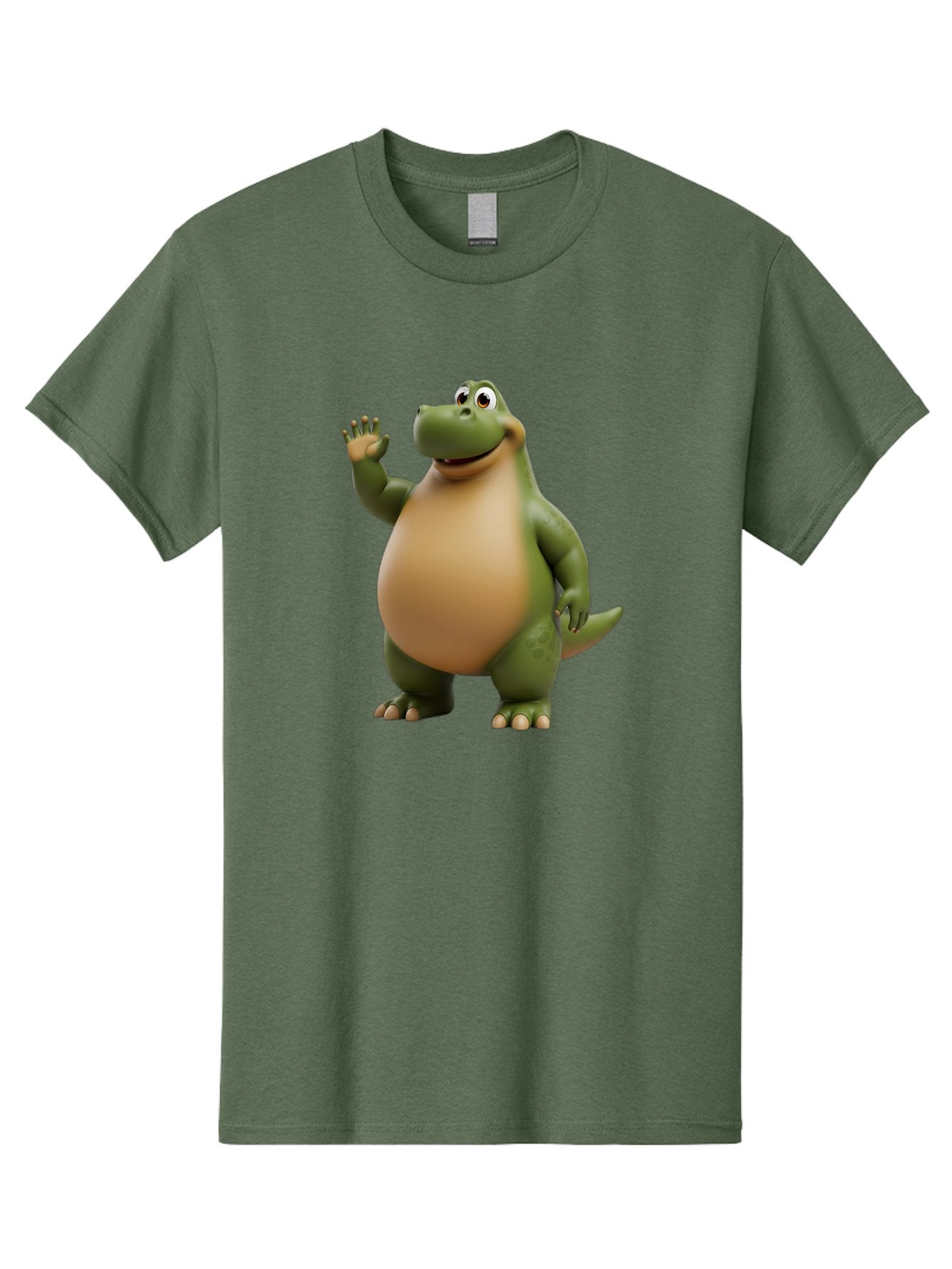 Cartoon-T-Rex Men'S Graphic Tee, 100% Cotton, Comfortable Casual Summer Wear, Machine Washable, Cartoon Alligator, 3D Character, Green Alligator, Friendly Creature, Cartoon Animal, Animated Character, Children'S Entertainment, Nursery Decor, Bae395 11