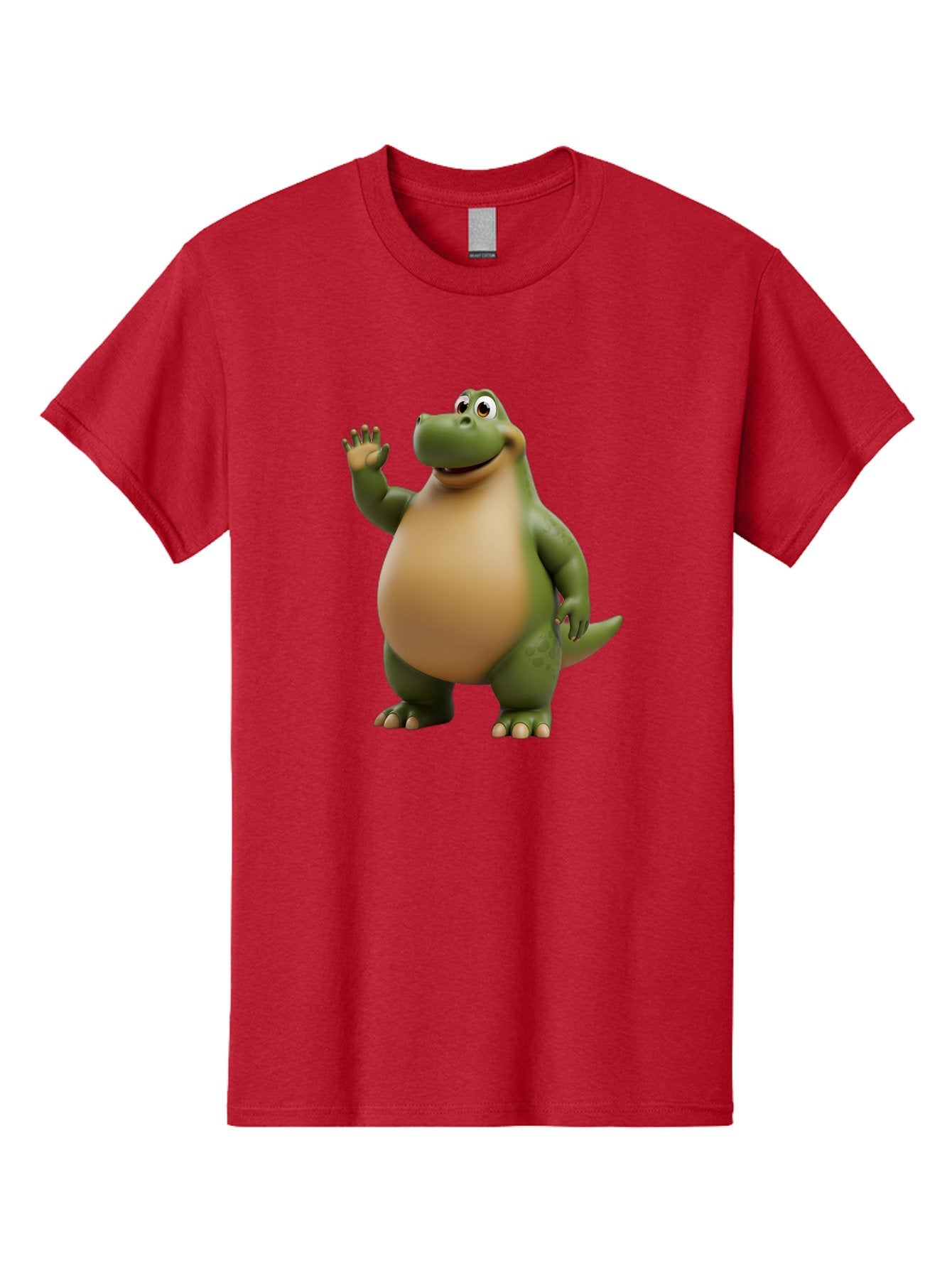 Cartoon-T-Rex Men'S Graphic Tee, 100% Cotton, Comfortable Casual Summer Wear, Machine Washable, Cartoon Alligator, 3D Character, Green Alligator, Friendly Creature, Cartoon Animal, Animated Character, Children'S Entertainment, Nursery Decor, Bae395 8