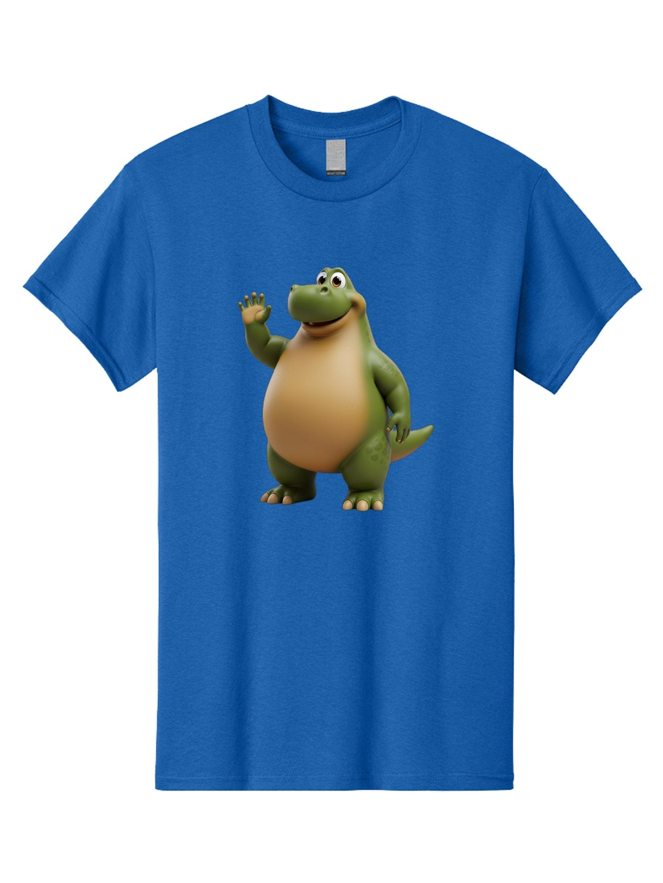 Cartoon-T-Rex Men'S Graphic Tee, 100% Cotton, Comfortable Casual Summer Wear, Machine Washable, Cartoon Alligator, 3D Character, Green Alligator, Friendly Creature, Cartoon Animal, Animated Character, Children'S Entertainment, Nursery Decor, Bae395 3