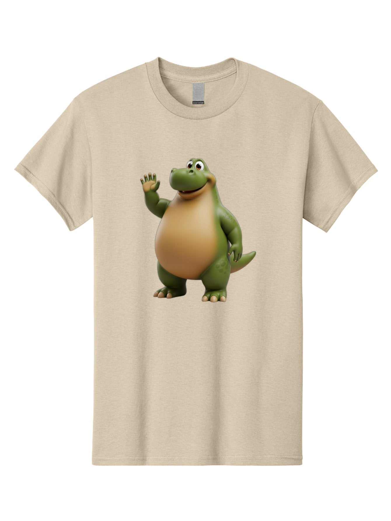 Cartoon-T-Rex Men'S Graphic Tee, 100% Cotton, Comfortable Casual Summer Wear, Machine Washable, Cartoon Alligator, 3D Character, Green Alligator, Friendly Creature, Cartoon Animal, Animated Character, Children'S Entertainment, Nursery Decor, Bae395 5