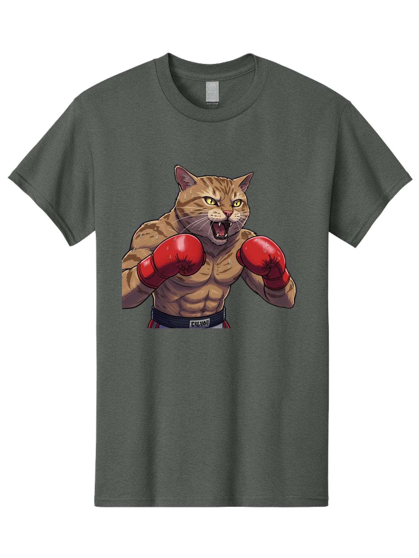 Cat-Boxer-1 Men'S Graphic Tee, 100% Cotton, Comfortable Casual Summer Wear, Machine Washable, Muscular Cat, Boxing Gloves, Fighting Stance, Aggressive Expression, Cartoon Character, Fitness, Athleticism, Feline, Combat Sports, Bae396 11