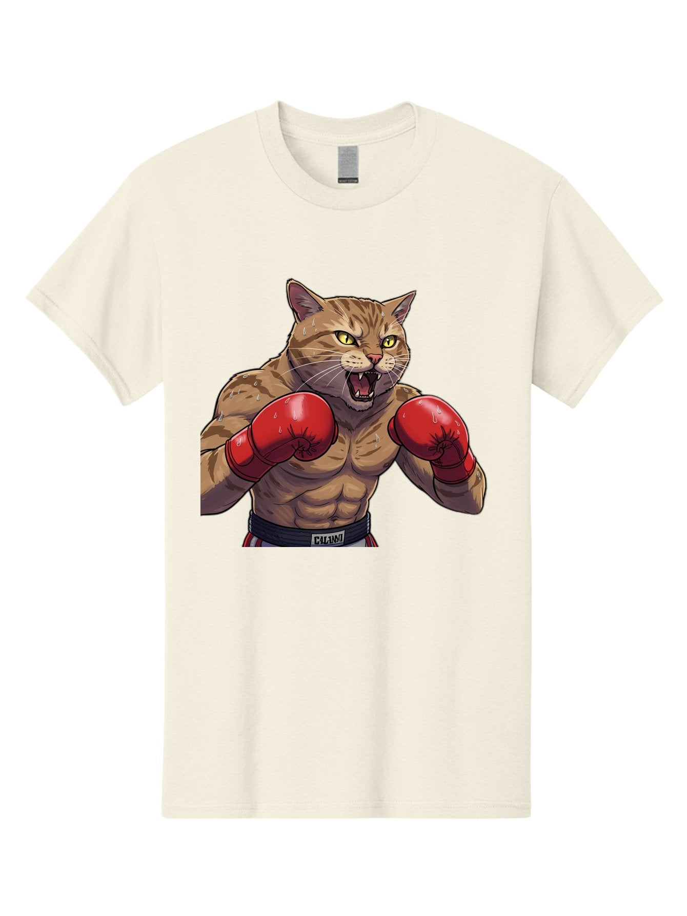 Cat-Boxer-1 Men'S Graphic Tee, 100% Cotton, Comfortable Casual Summer Wear, Machine Washable, Muscular Cat, Boxing Gloves, Fighting Stance, Aggressive Expression, Cartoon Character, Fitness, Athleticism, Feline, Combat Sports, Bae396 8