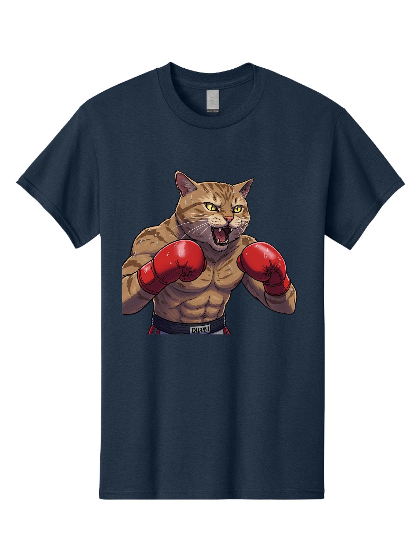 Cat-Boxer-1 Men'S Graphic Tee, 100% Cotton, Comfortable Casual Summer Wear, Machine Washable, Muscular Cat, Boxing Gloves, Fighting Stance, Aggressive Expression, Cartoon Character, Fitness, Athleticism, Feline, Combat Sports, Bae396 12