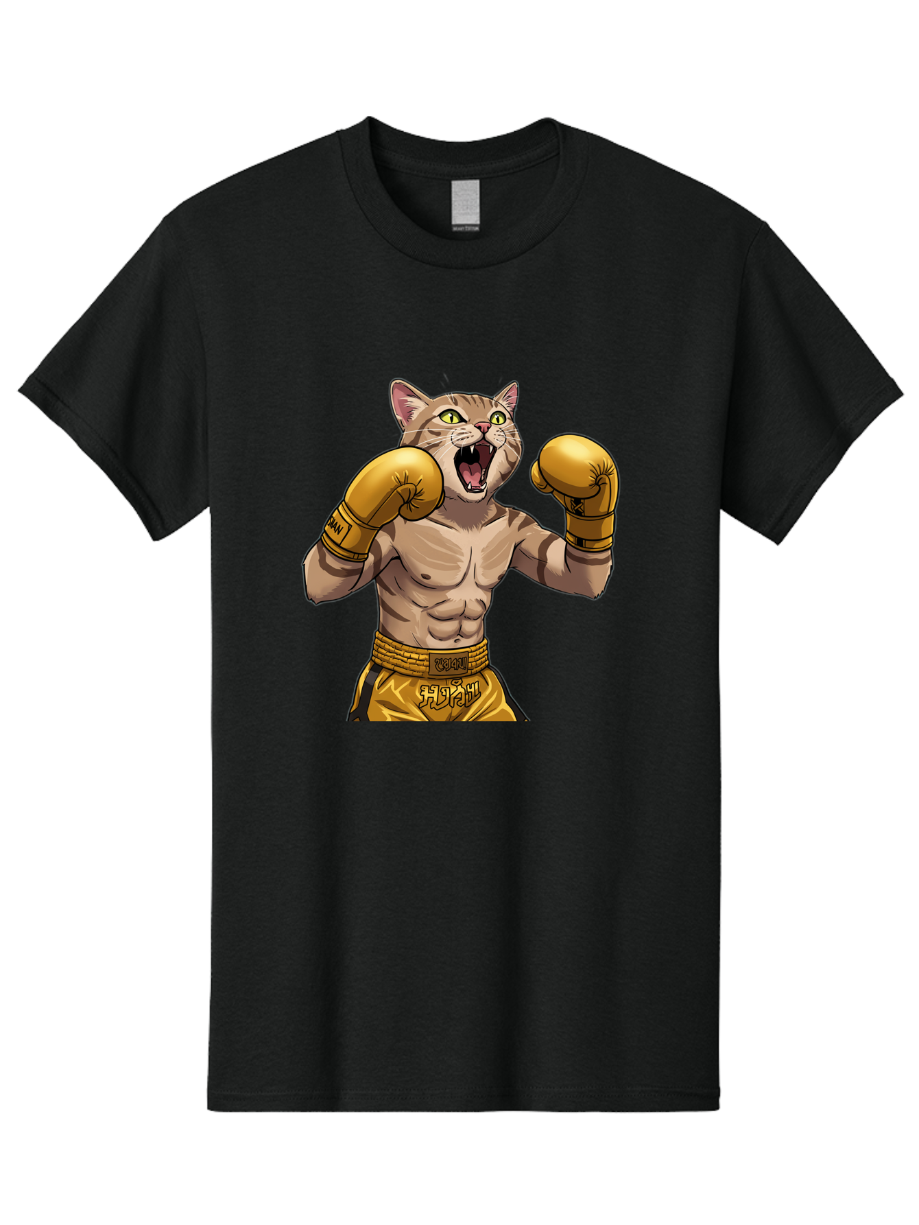Cat-Fighter Men'S Graphic Tee, 100% Cotton, Comfortable Casual Summer Wear, Machine Washable, Cartoon Cat, Boxer Cat, Boxing Gloves, Martial Arts, Fitness, Anthropomorphic Animal, Fighting Stance, Strong Cat, Muscular Cat, Bae398 14