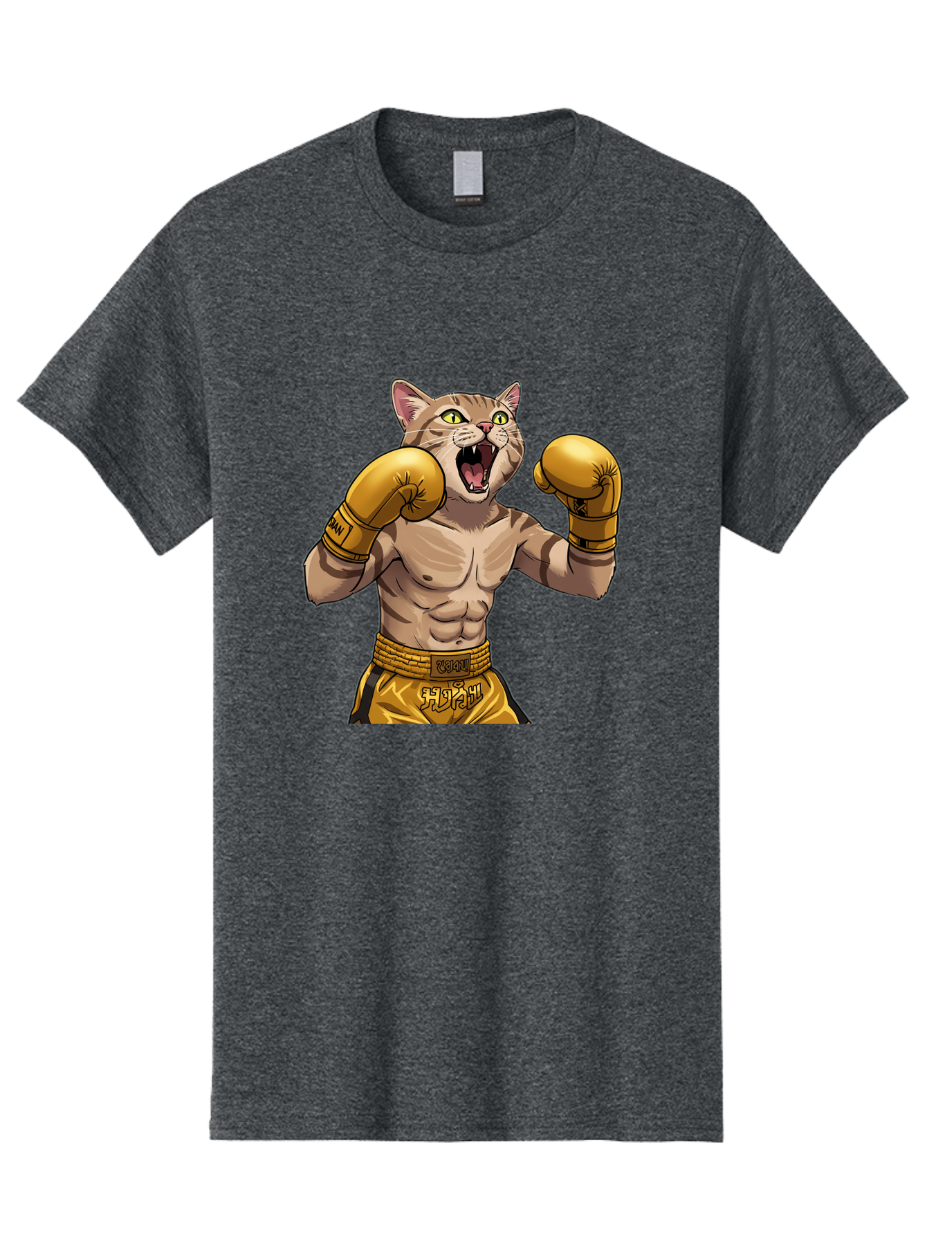 Cat-Fighter Men'S Graphic Tee, 100% Cotton, Comfortable Casual Summer Wear, Machine Washable, Cartoon Cat, Boxer Cat, Boxing Gloves, Martial Arts, Fitness, Anthropomorphic Animal, Fighting Stance, Strong Cat, Muscular Cat, Bae398 7