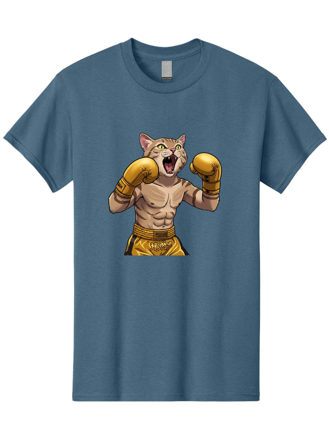 Cat-Fighter Men'S Graphic Tee, 100% Cotton, Comfortable Casual Summer Wear, Machine Washable, Cartoon Cat, Boxer Cat, Boxing Gloves, Martial Arts, Fitness, Anthropomorphic Animal, Fighting Stance, Strong Cat, Muscular Cat, Bae398 14