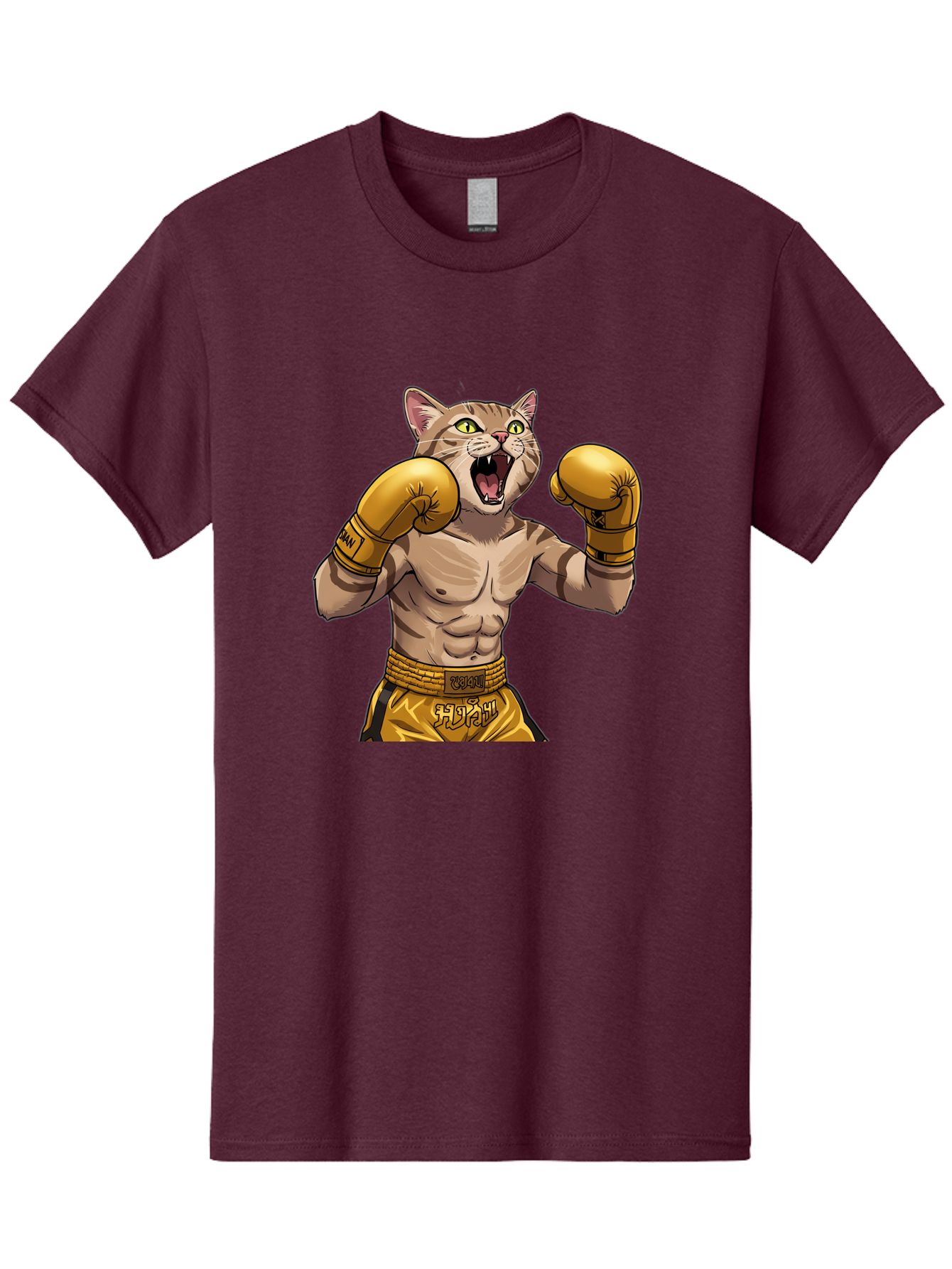 Cat-Fighter Men'S Graphic Tee, 100% Cotton, Comfortable Casual Summer Wear, Machine Washable, Cartoon Cat, Boxer Cat, Boxing Gloves, Martial Arts, Fitness, Anthropomorphic Animal, Fighting Stance, Strong Cat, Muscular Cat, Bae398 12