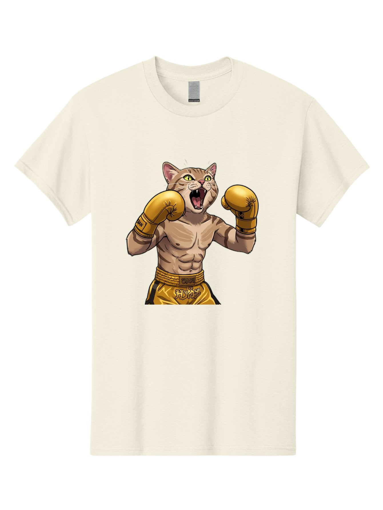 Cat-Fighter Men'S Graphic Tee, 100% Cotton, Comfortable Casual Summer Wear, Machine Washable, Cartoon Cat, Boxer Cat, Boxing Gloves, Martial Arts, Fitness, Anthropomorphic Animal, Fighting Stance, Strong Cat, Muscular Cat, Bae398 11