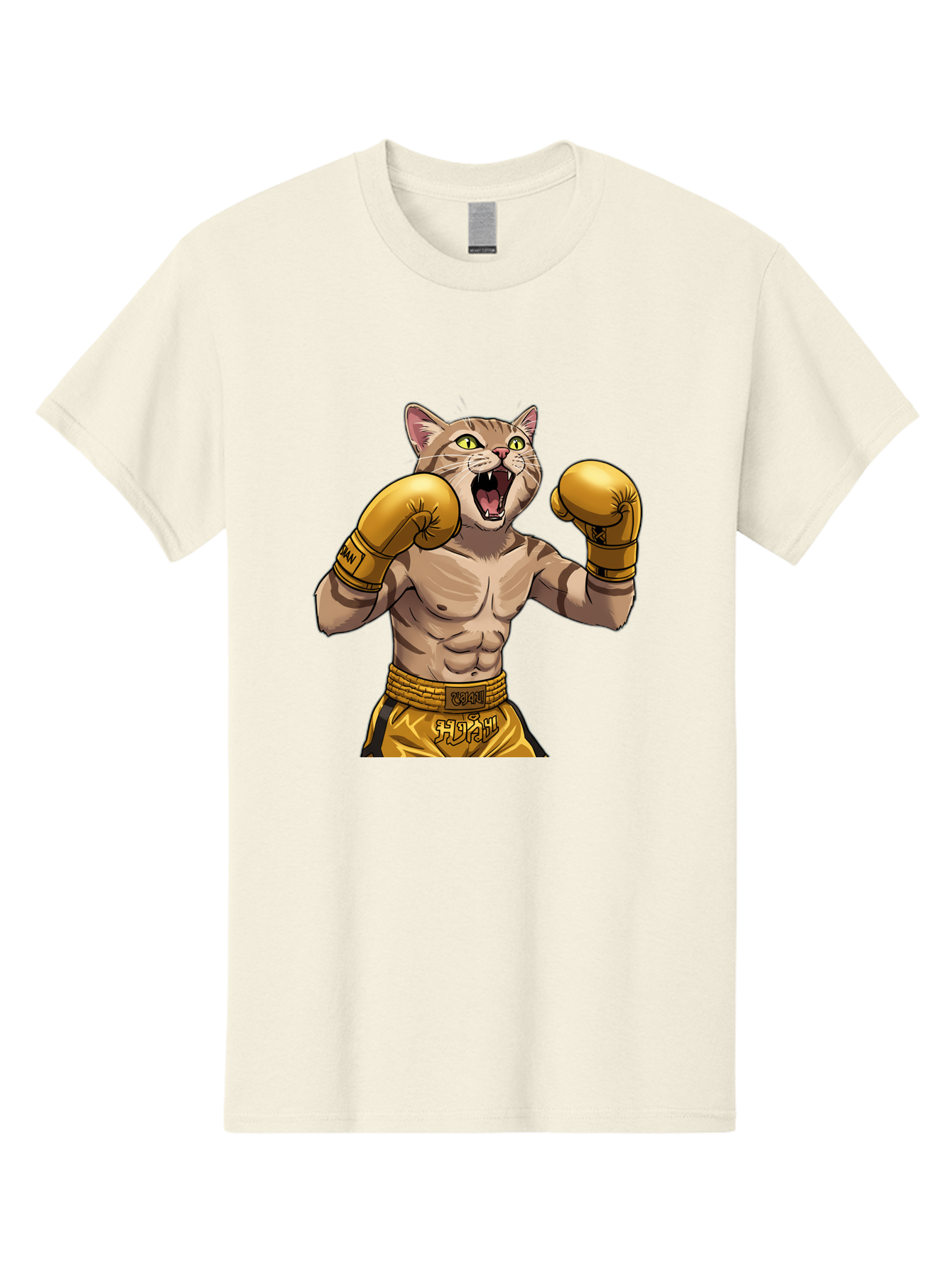 Cat-Fighter Men'S Graphic Tee, 100% Cotton, Comfortable Casual Summer Wear, Machine Washable, Cartoon Cat, Boxer Cat, Boxing Gloves, Martial Arts, Fitness, Anthropomorphic Animal, Fighting Stance, Strong Cat, Muscular Cat, Bae398 4