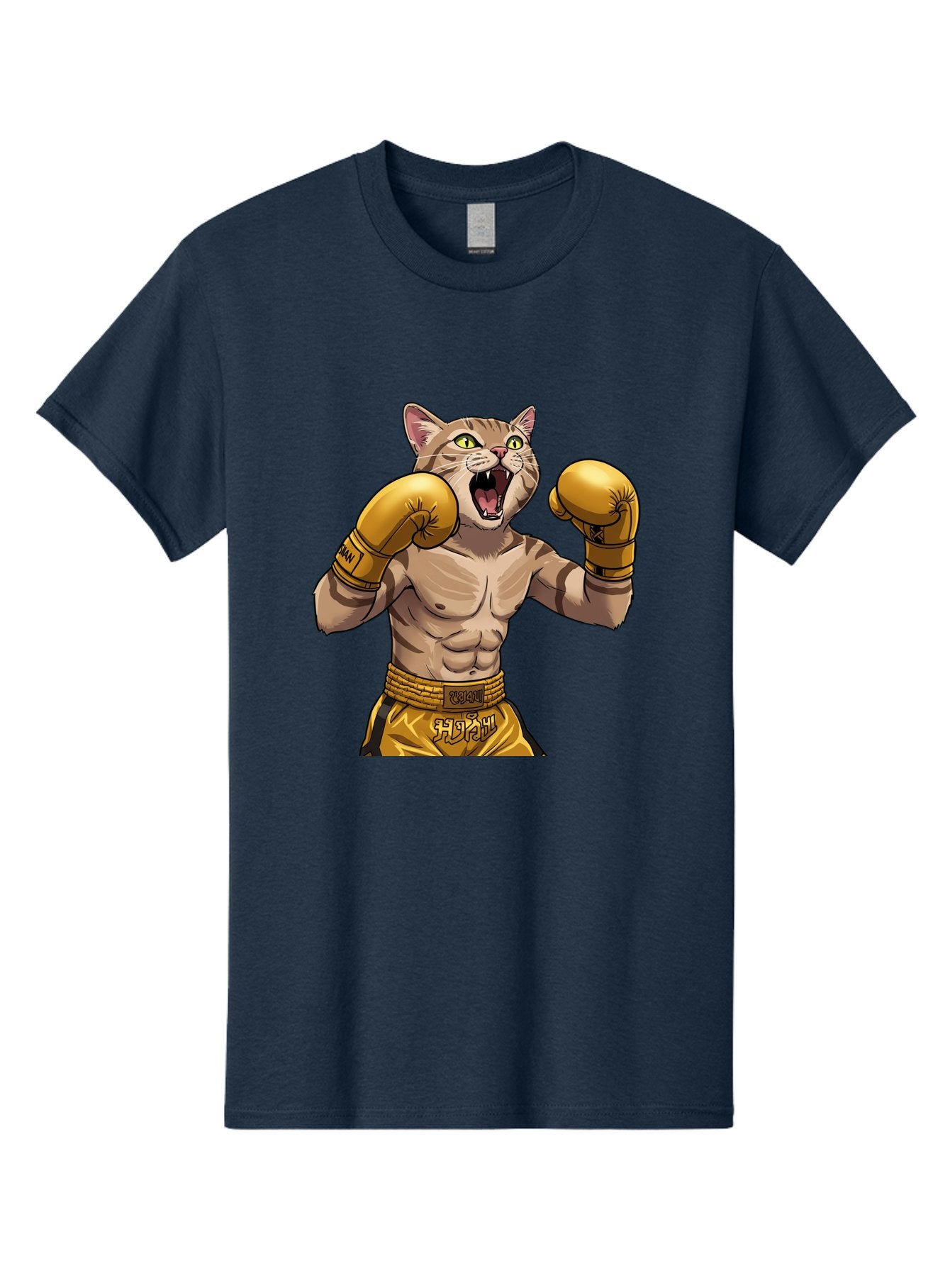 Cat-Fighter Men'S Graphic Tee, 100% Cotton, Comfortable Casual Summer Wear, Machine Washable, Cartoon Cat, Boxer Cat, Boxing Gloves, Martial Arts, Fitness, Anthropomorphic Animal, Fighting Stance, Strong Cat, Muscular Cat, Bae398 9