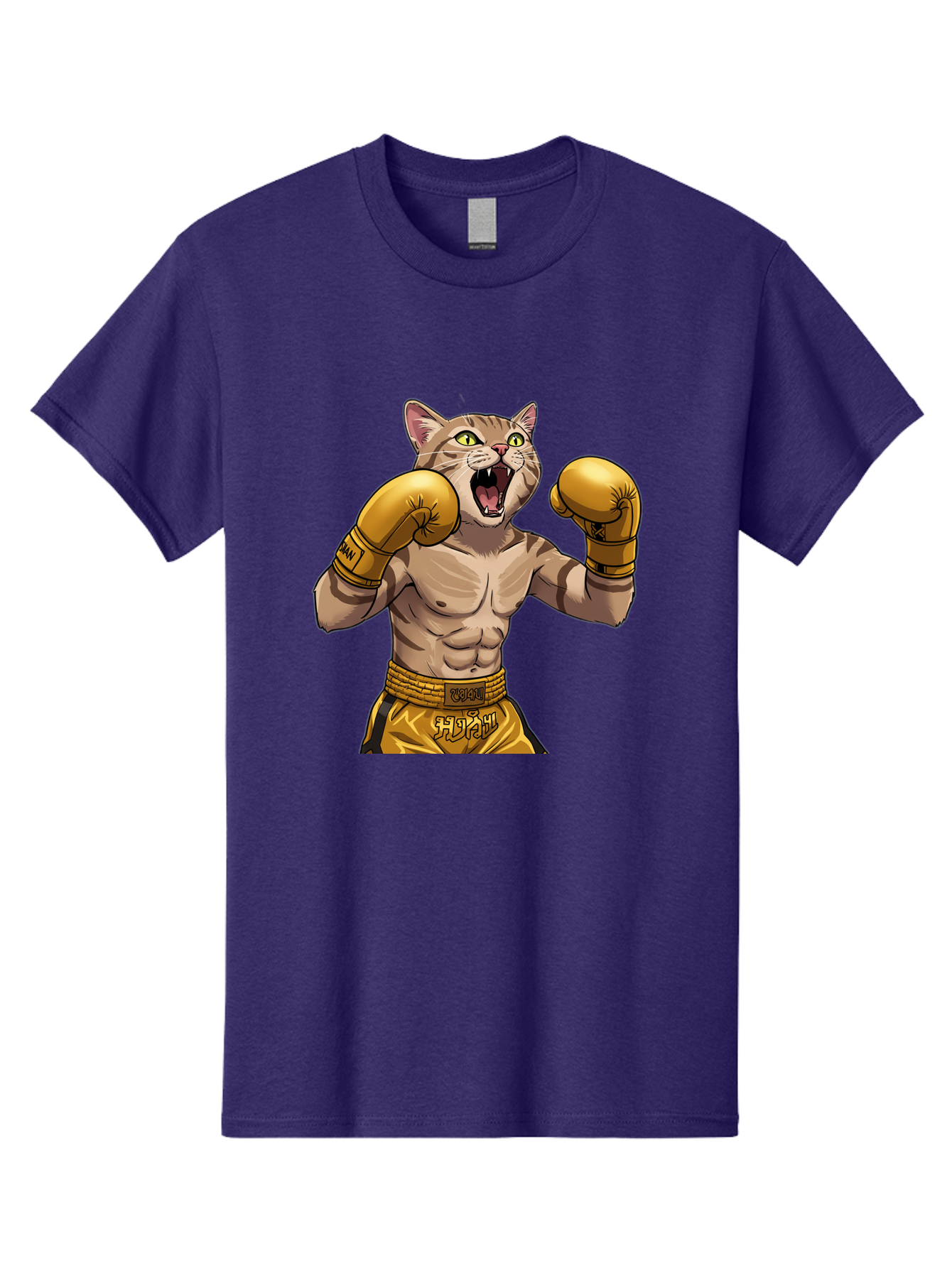 Cat-Fighter Men'S Graphic Tee, 100% Cotton, Comfortable Casual Summer Wear, Machine Washable, Cartoon Cat, Boxer Cat, Boxing Gloves, Martial Arts, Fitness, Anthropomorphic Animal, Fighting Stance, Strong Cat, Muscular Cat, Bae398 11