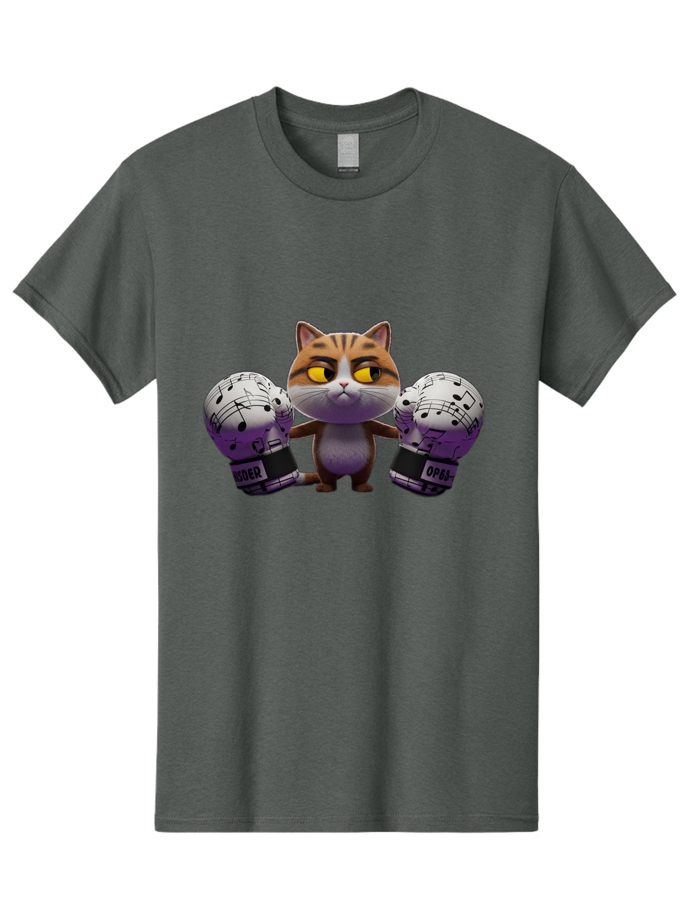 Cat-With-Boxing-Gloves Men'S Graphic Tee, 100% Cotton, Comfortable Casual Summer Wear, Machine Washable, Boxing Cat, Cartoon Style, Orange Tabby Cat, Musical Notes Gloves, Boxing Gloves, Cat With Gloves, Funny Cartoon, Opder Opponent, Bae403 10