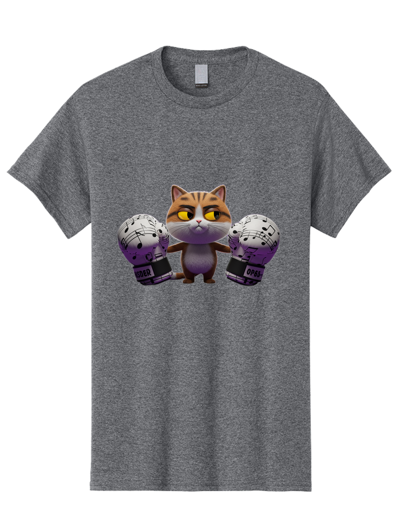 Cat-With-Boxing-Gloves Men'S Graphic Tee, 100% Cotton, Comfortable Casual Summer Wear, Machine Washable, Boxing Cat, Cartoon Style, Orange Tabby Cat, Musical Notes Gloves, Boxing Gloves, Cat With Gloves, Funny Cartoon, Opder Opponent, Bae403 9