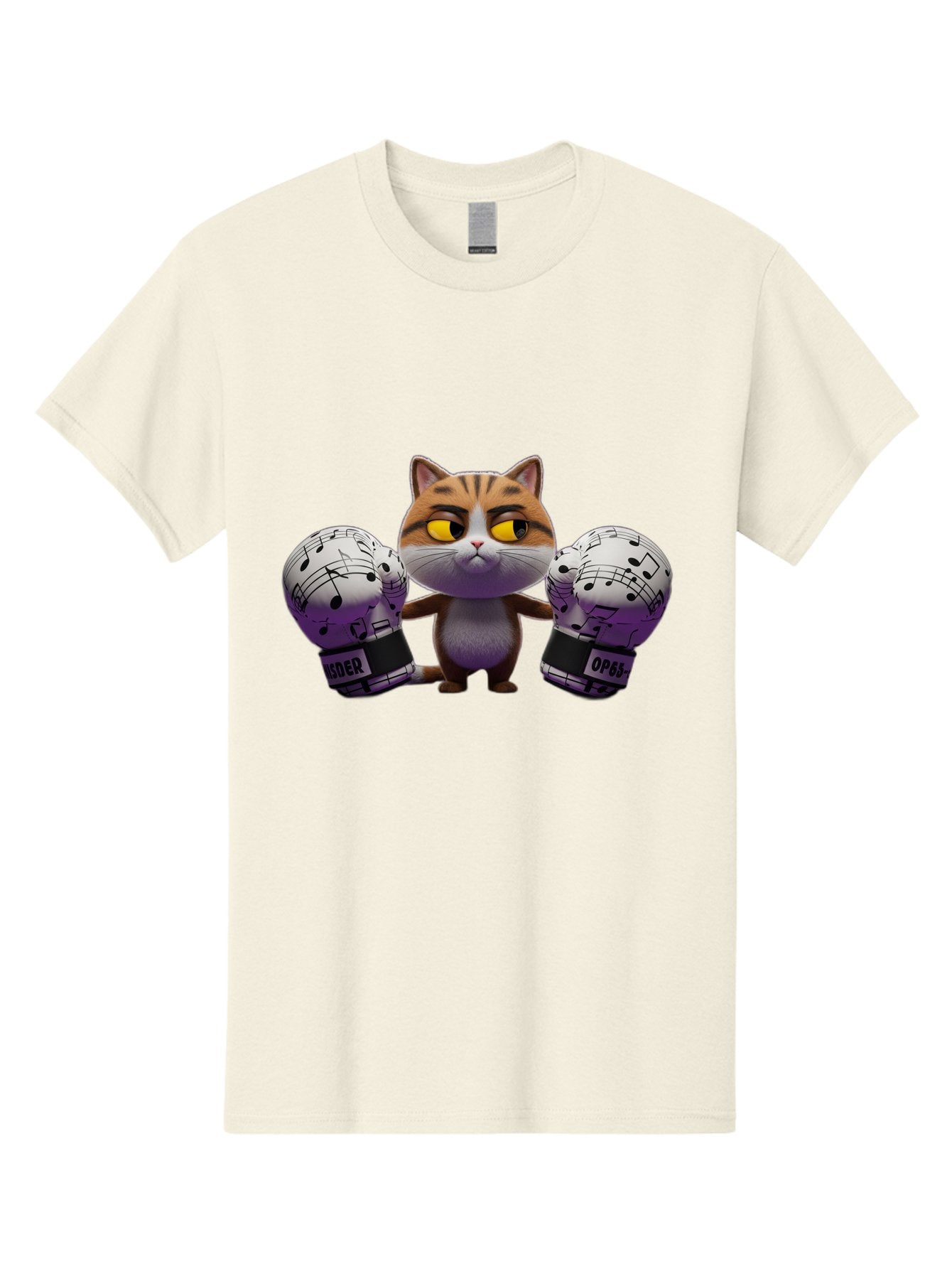 Cat-With-Boxing-Gloves Men'S Graphic Tee, 100% Cotton, Comfortable Casual Summer Wear, Machine Washable, Boxing Cat, Cartoon Style, Orange Tabby Cat, Musical Notes Gloves, Boxing Gloves, Cat With Gloves, Funny Cartoon, Opder Opponent, Bae403 12