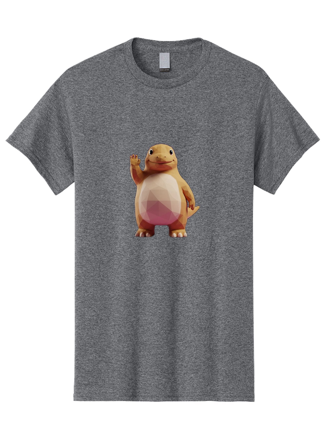 Charmander Men'S Graphic Tee, 100% Cotton, Comfortable Casual Summer Wear, Machine Washable, Charmander, Pokémon Character, Cartoon Lizard, Low-Poly 3D Model, Orange And White Colors, Friendly Gesture, Digital Illustration, Gaming Icon Bae406 8