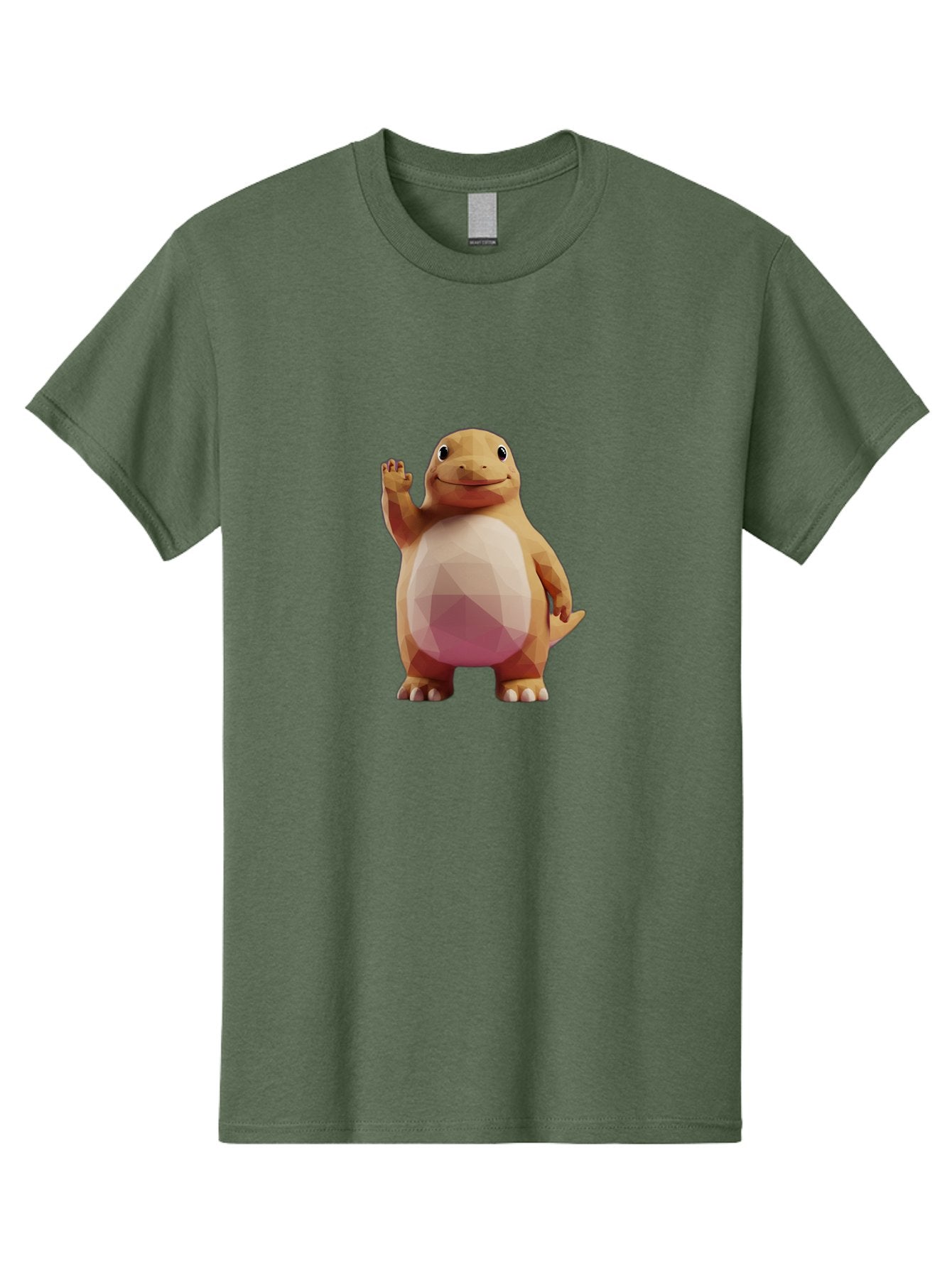 Charmander Men'S Graphic Tee, 100% Cotton, Comfortable Casual Summer Wear, Machine Washable, Charmander, Pokémon Character, Cartoon Lizard, Low-Poly 3D Model, Orange And White Colors, Friendly Gesture, Digital Illustration, Gaming Icon Bae406 4