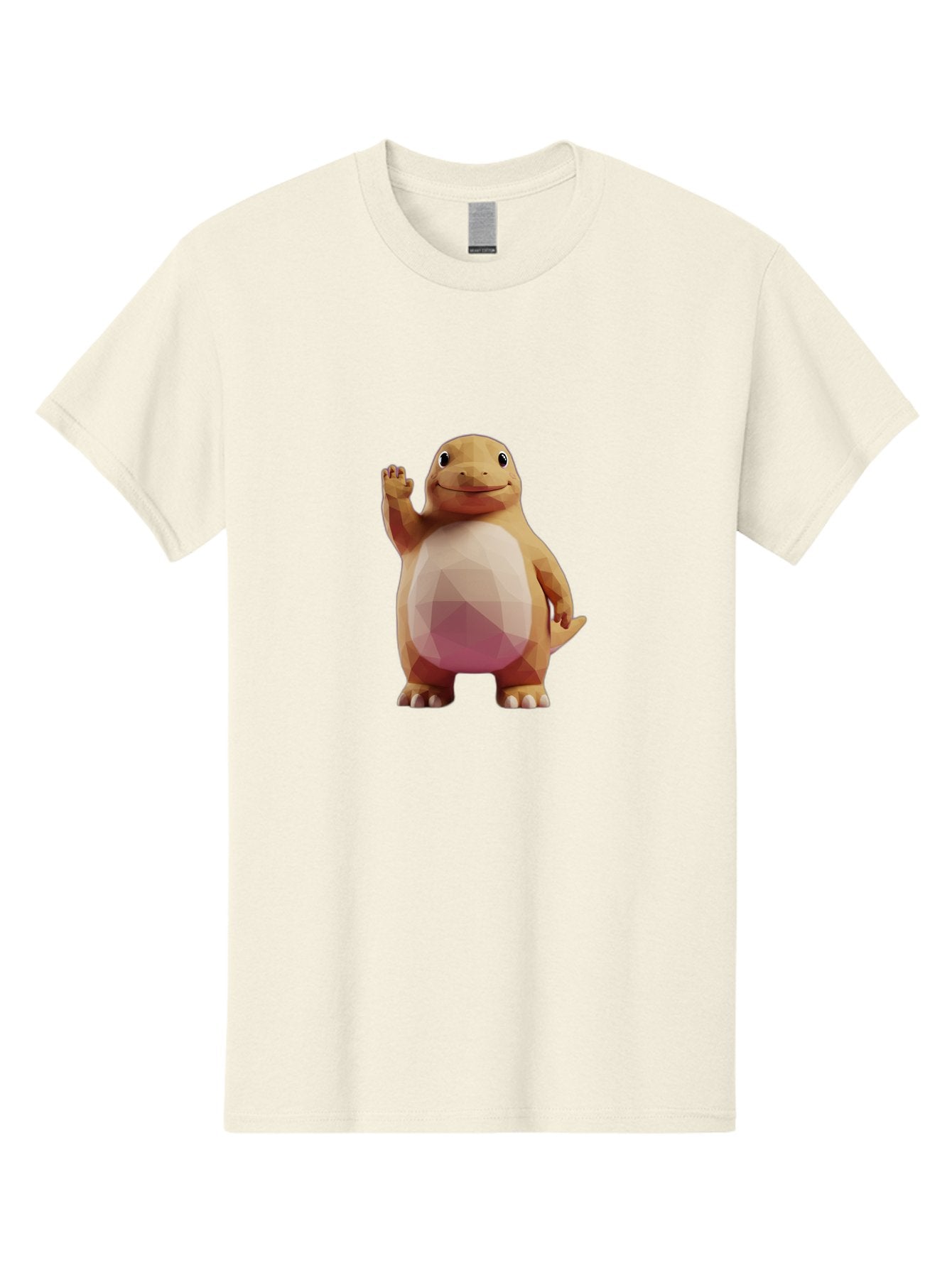 Charmander Men'S Graphic Tee, 100% Cotton, Comfortable Casual Summer Wear, Machine Washable, Charmander, Pokémon Character, Cartoon Lizard, Low-Poly 3D Model, Orange And White Colors, Friendly Gesture, Digital Illustration, Gaming Icon Bae406 5