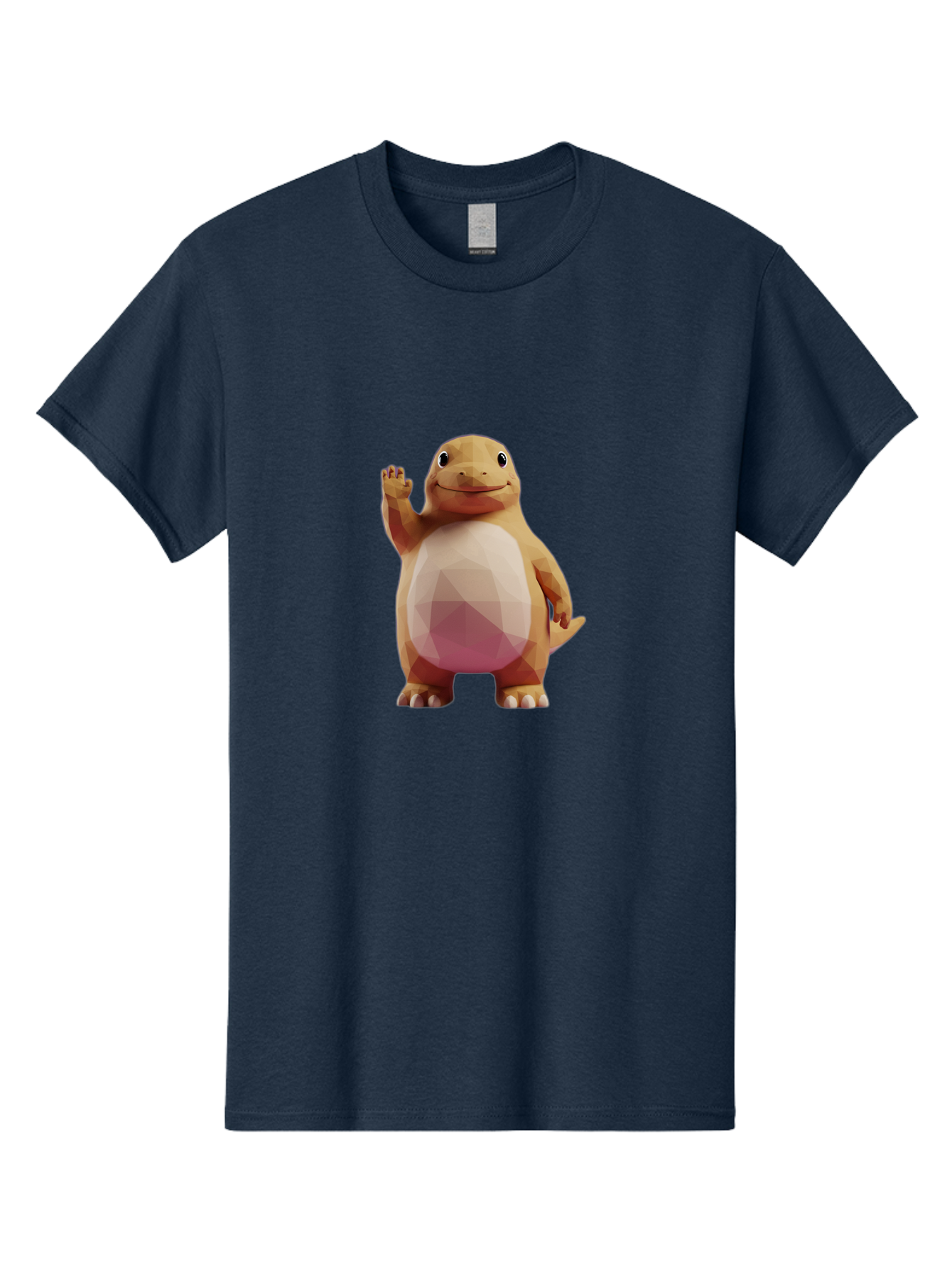 Charmander Men'S Graphic Tee, 100% Cotton, Comfortable Casual Summer Wear, Machine Washable, Charmander, Pokémon Character, Cartoon Lizard, Low-Poly 3D Model, Orange And White Colors, Friendly Gesture, Digital Illustration, Gaming Icon Bae406 4