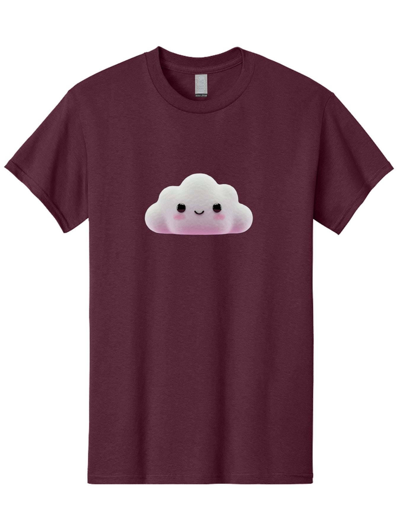 Cloud-Emoticon Men'S Graphic Tee, 100% Cotton, Comfortable Casual Summer Wear, Machine Washable, Cute Cartoon Cloud, Plush Toy, Smiling Face, Soft And Cuddly, Pastel Colors, Adorable Design, Kawaii Character Bae409
