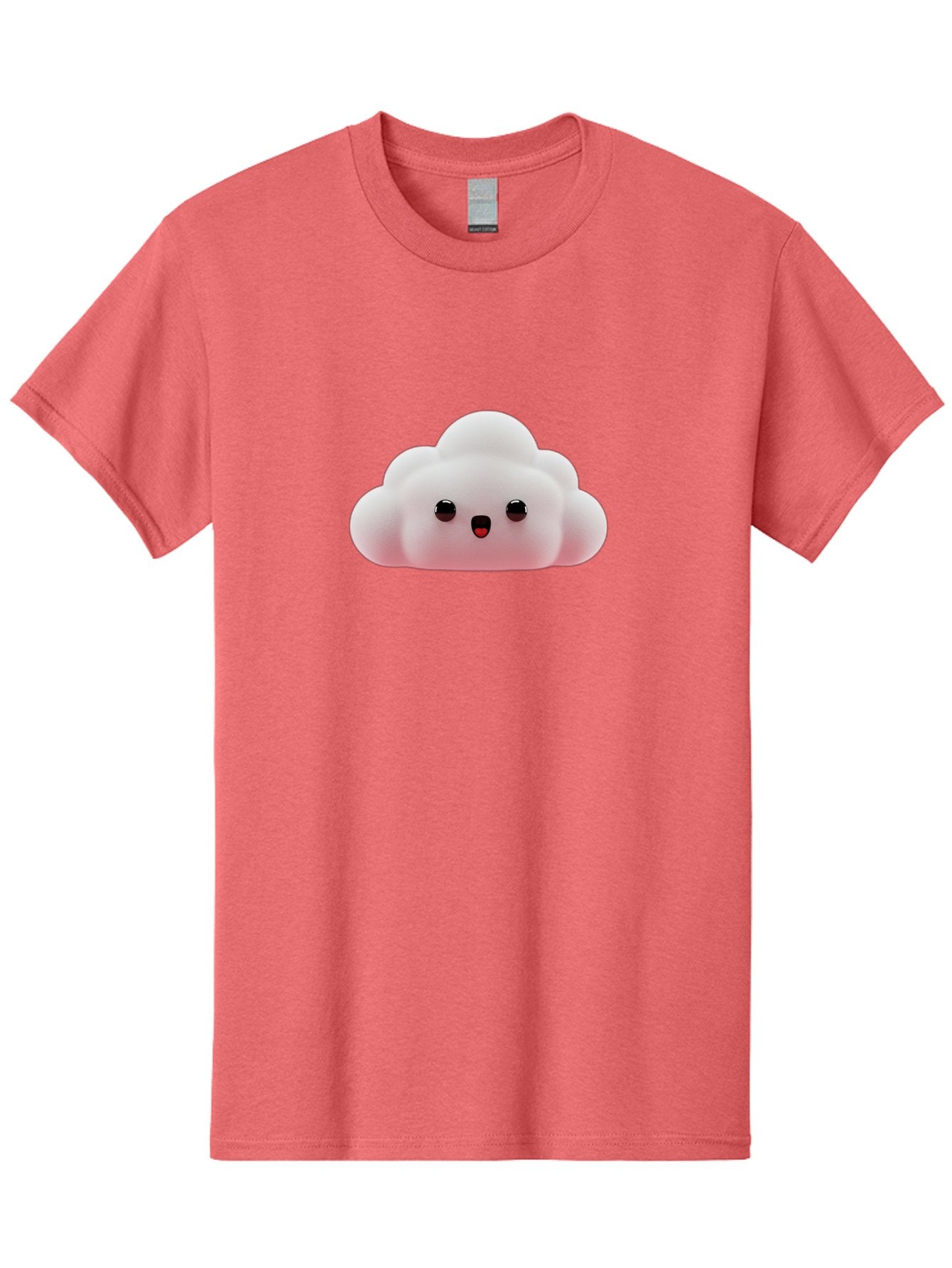Cloud Men'S Graphic Tee, 100% Cotton, Comfortable Casual Summer Wear, Machine Washable, Cute Cloud, Kawaii Character, Fluffy Cloud, Cartoon Style, Soft Pink, Adorable Face, Big Eyes, Small Mouth, Playful Design, Digital Art Bae410 5