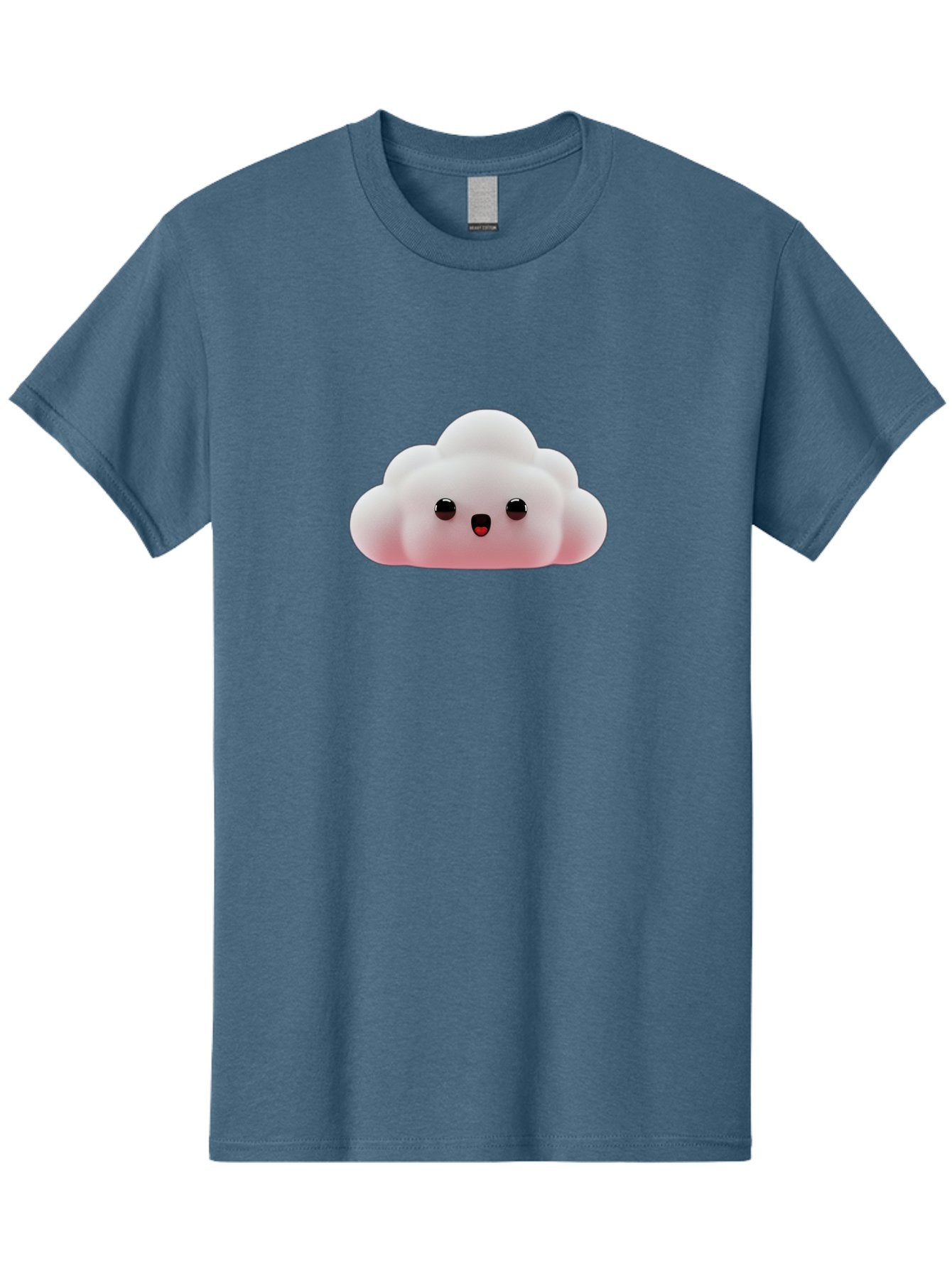 Cloud Men'S Graphic Tee, 100% Cotton, Comfortable Casual Summer Wear, Machine Washable, Cute Cloud, Kawaii Character, Fluffy Cloud, Cartoon Style, Soft Pink, Adorable Face, Big Eyes, Small Mouth, Playful Design, Digital Art Bae410 12