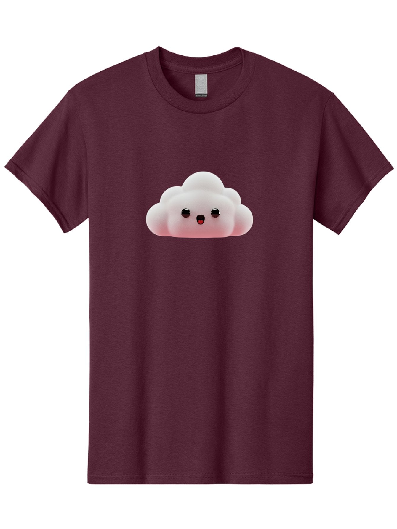 Cloud Men'S Graphic Tee, 100% Cotton, Comfortable Casual Summer Wear, Machine Washable, Cute Cloud, Kawaii Character, Fluffy Cloud, Cartoon Style, Soft Pink, Adorable Face, Big Eyes, Small Mouth, Playful Design, Digital Art Bae410 7