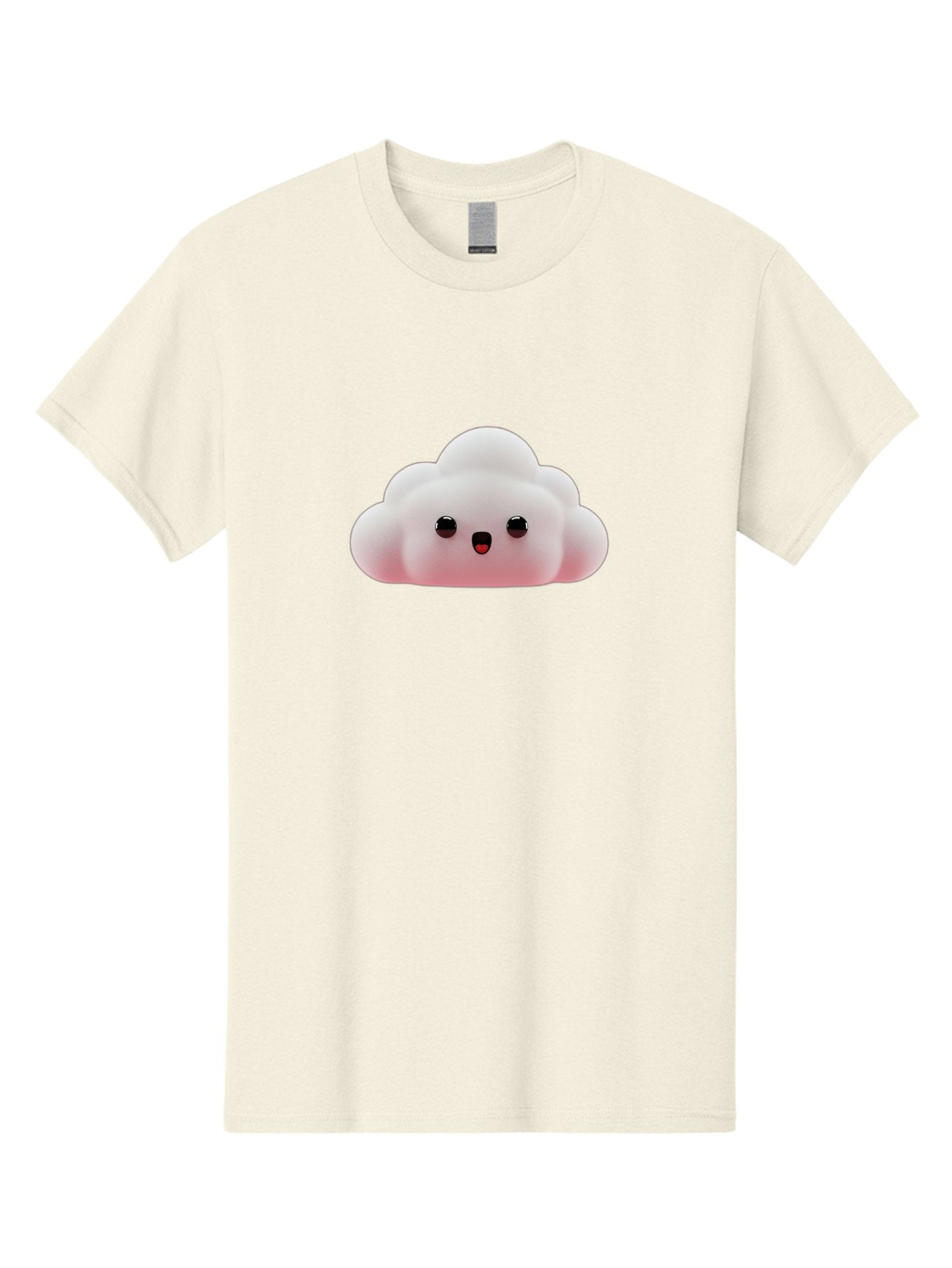 Cloud Men'S Graphic Tee, 100% Cotton, Comfortable Casual Summer Wear, Machine Washable, Cute Cloud, Kawaii Character, Fluffy Cloud, Cartoon Style, Soft Pink, Adorable Face, Big Eyes, Small Mouth, Playful Design, Digital Art Bae410