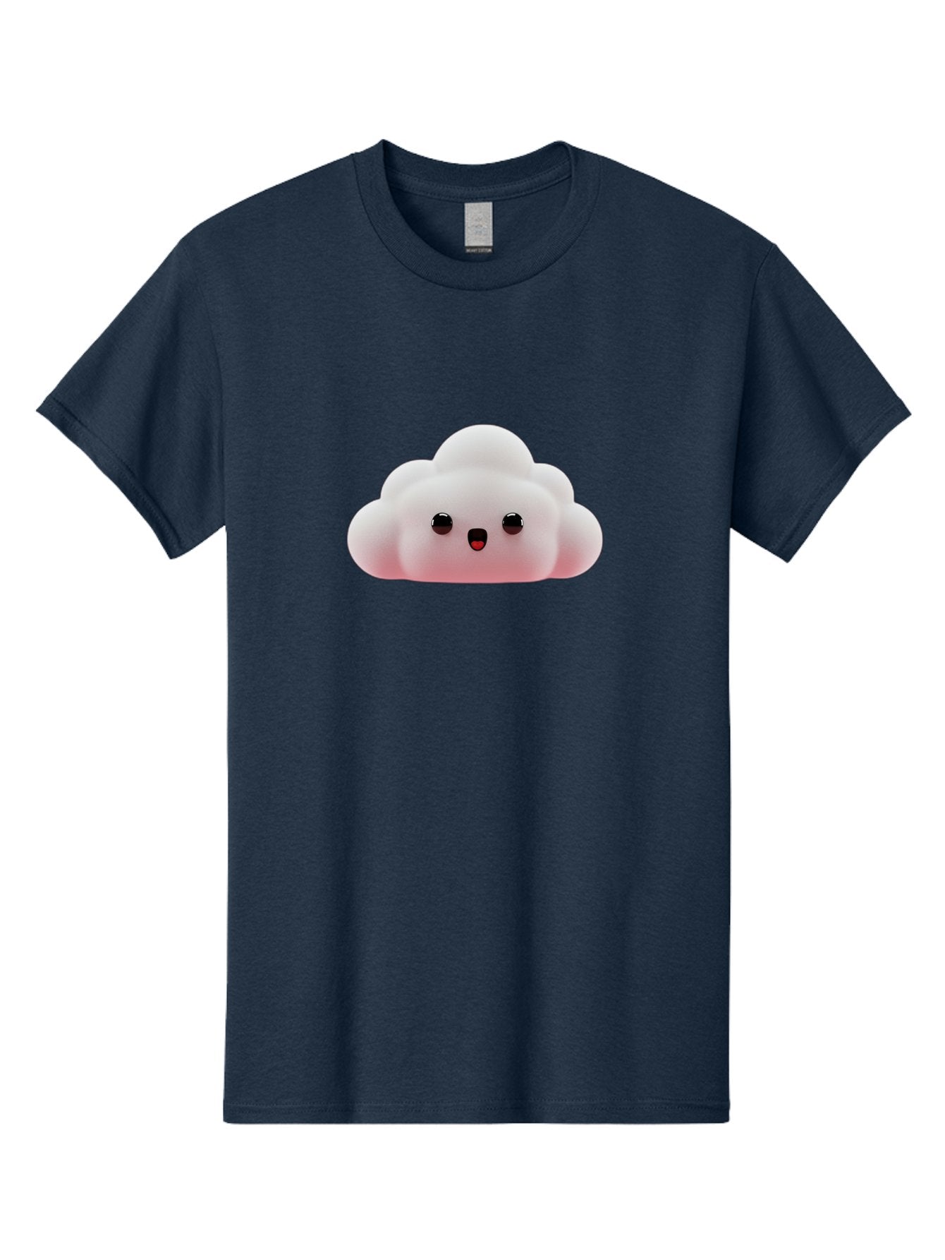 Cloud Men'S Graphic Tee, 100% Cotton, Comfortable Casual Summer Wear, Machine Washable, Cute Cloud, Kawaii Character, Fluffy Cloud, Cartoon Style, Soft Pink, Adorable Face, Big Eyes, Small Mouth, Playful Design, Digital Art Bae410 10