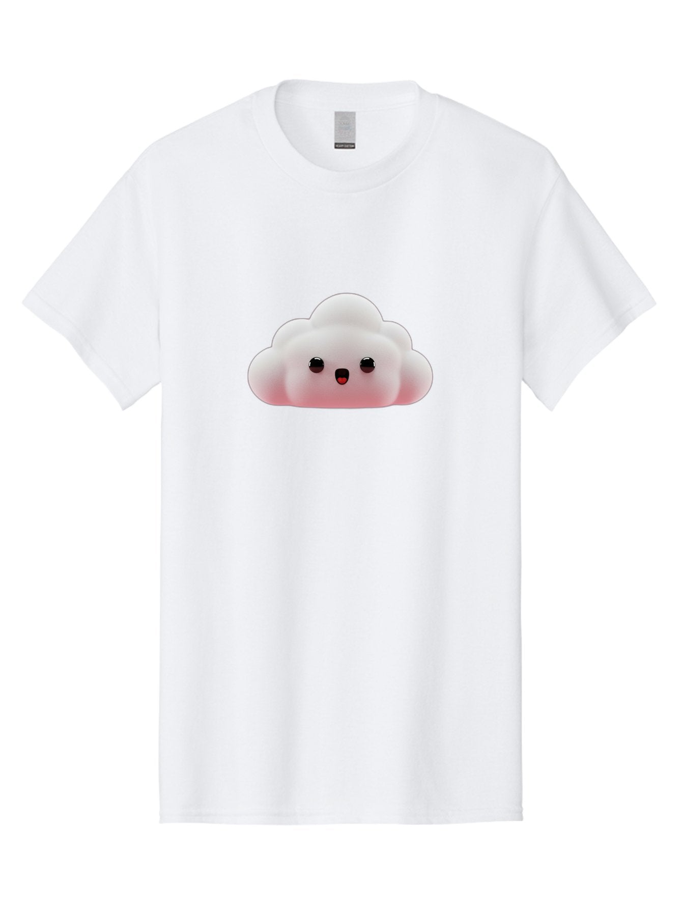 Cloud Men'S Graphic Tee, 100% Cotton, Comfortable Casual Summer Wear, Machine Washable, Cute Cloud, Kawaii Character, Fluffy Cloud, Cartoon Style, Soft Pink, Adorable Face, Big Eyes, Small Mouth, Playful Design, Digital Art Bae410 9