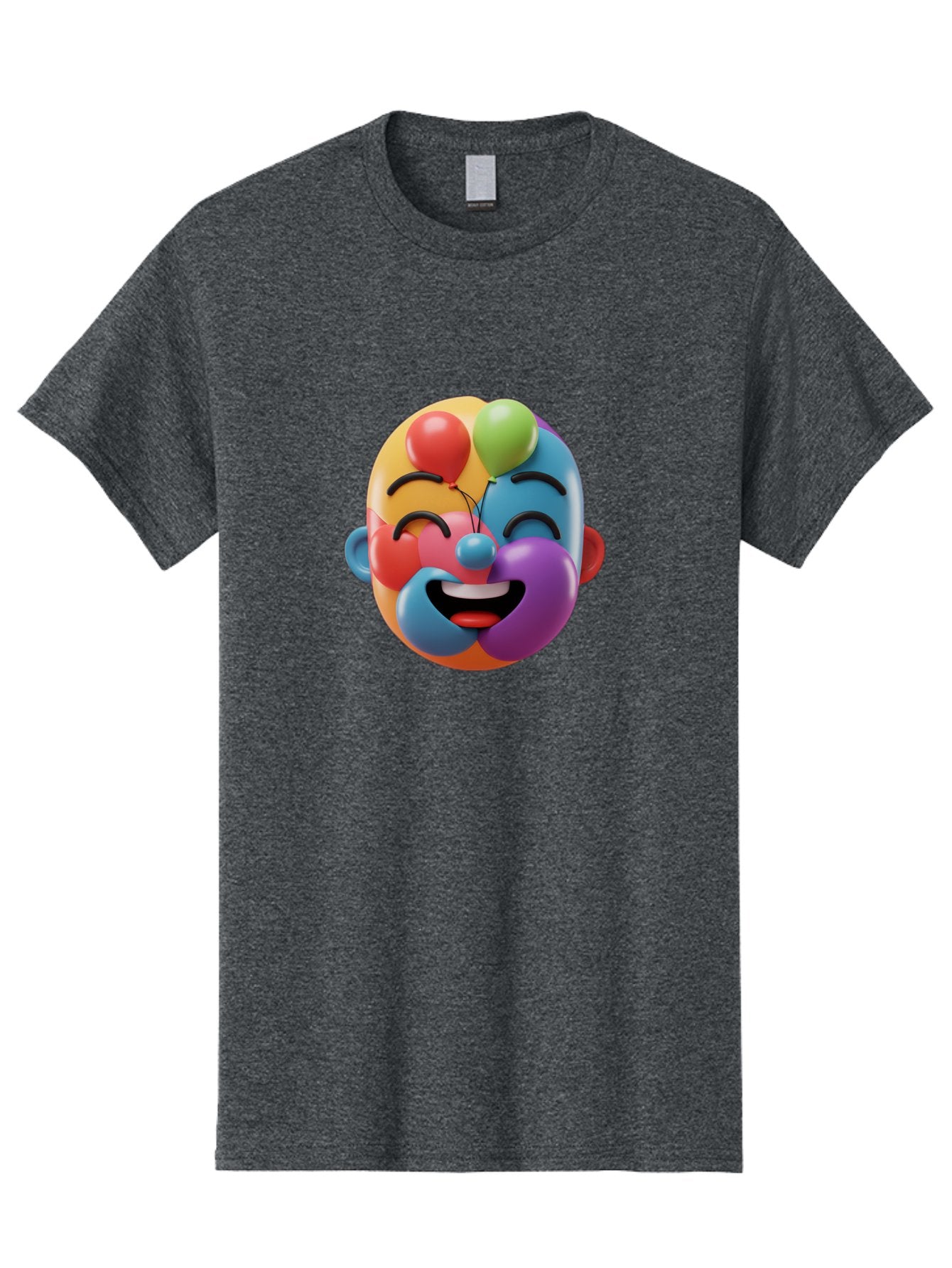Clown-Emoji Men'S Graphic Tee, 100% Cotton, Comfortable Casual Summer Wear, Machine Washable, 3D Clown Face, Colorful Illustration, Clown Character, Balloons, Happy Expression, Vibrant Colors, Cartoon-Style, Playful Design, Joyful Atmosphere, Bae411 11
