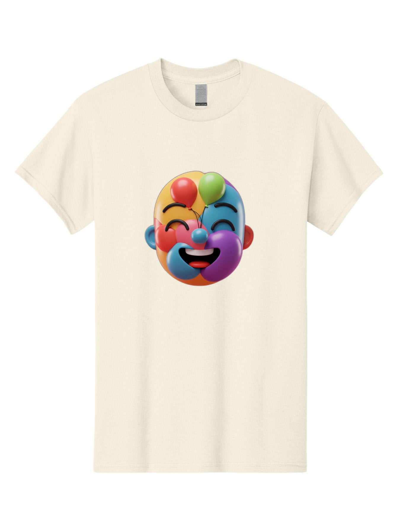 Clown-Emoji Men'S Graphic Tee, 100% Cotton, Comfortable Casual Summer Wear, Machine Washable, 3D Clown Face, Colorful Illustration, Clown Character, Balloons, Happy Expression, Vibrant Colors, Cartoon-Style, Playful Design, Joyful Atmosphere, Bae411 12