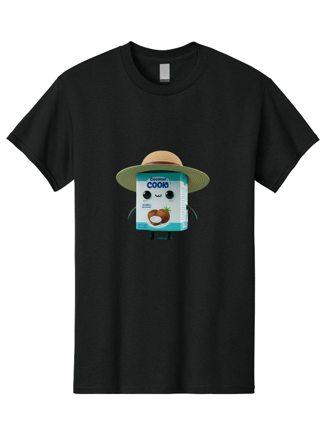 Coconut-Cook Men'S Graphic Tee, 100% Cotton, Comfortable Casual Summer Wear, Machine Washable, Carton Character, Coconut Cook, Cartoon Packaging, Animated Carton, Coconut Milk, Straw Hat, Kawaii, Funny Character, Humorous, Cute, Cartoon Style Bae412 14