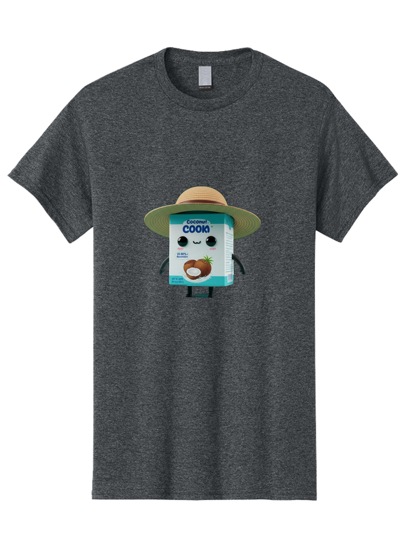 Coconut-Cook Men'S Graphic Tee, 100% Cotton, Comfortable Casual Summer Wear, Machine Washable, Carton Character, Coconut Cook, Cartoon Packaging, Animated Carton, Coconut Milk, Straw Hat, Kawaii, Funny Character, Humorous, Cute, Cartoon Style Bae412 5