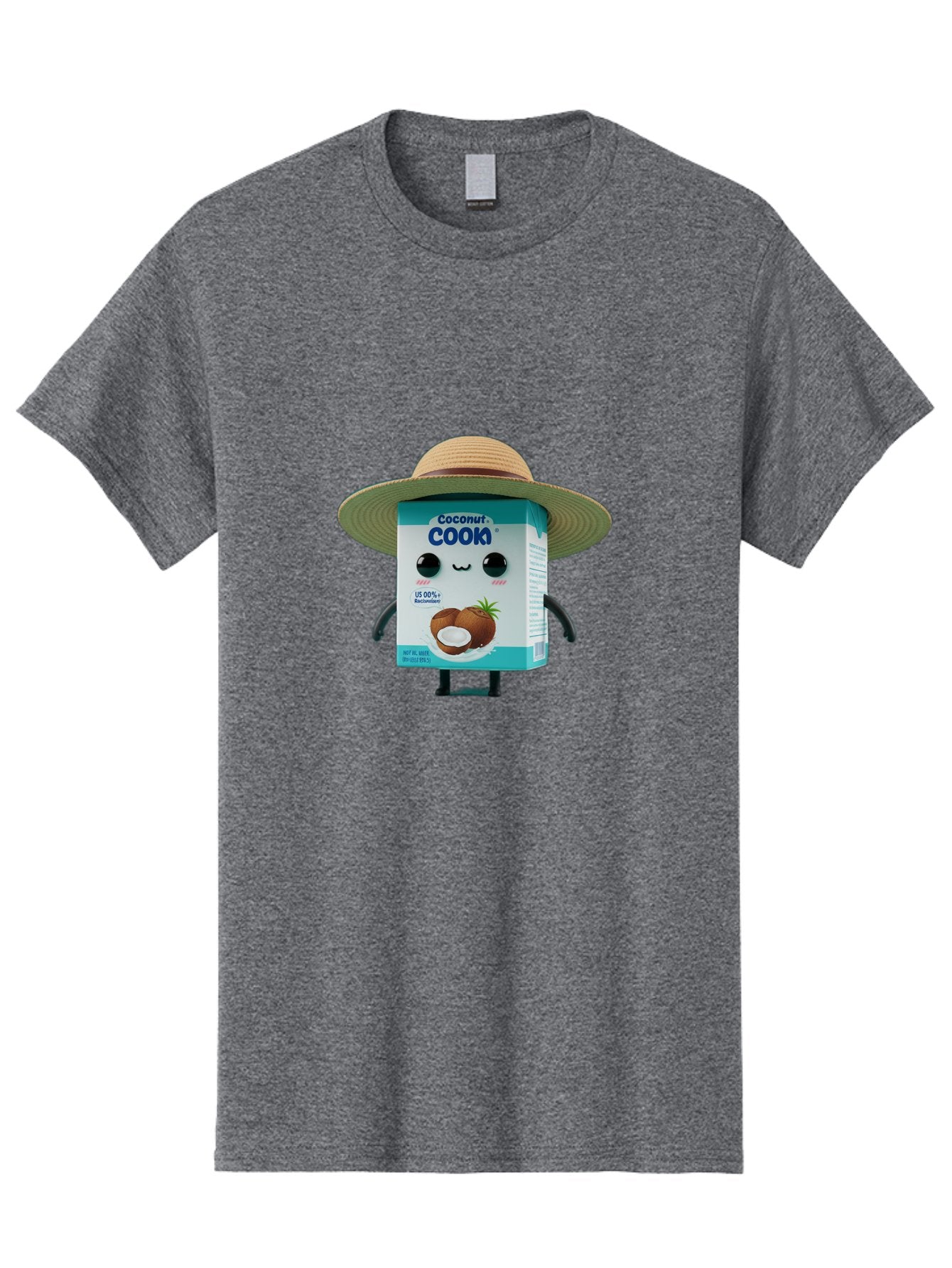 Coconut-Cook Men'S Graphic Tee, 100% Cotton, Comfortable Casual Summer Wear, Machine Washable, Carton Character, Coconut Cook, Cartoon Packaging, Animated Carton, Coconut Milk, Straw Hat, Kawaii, Funny Character, Humorous, Cute, Cartoon Style Bae412 13