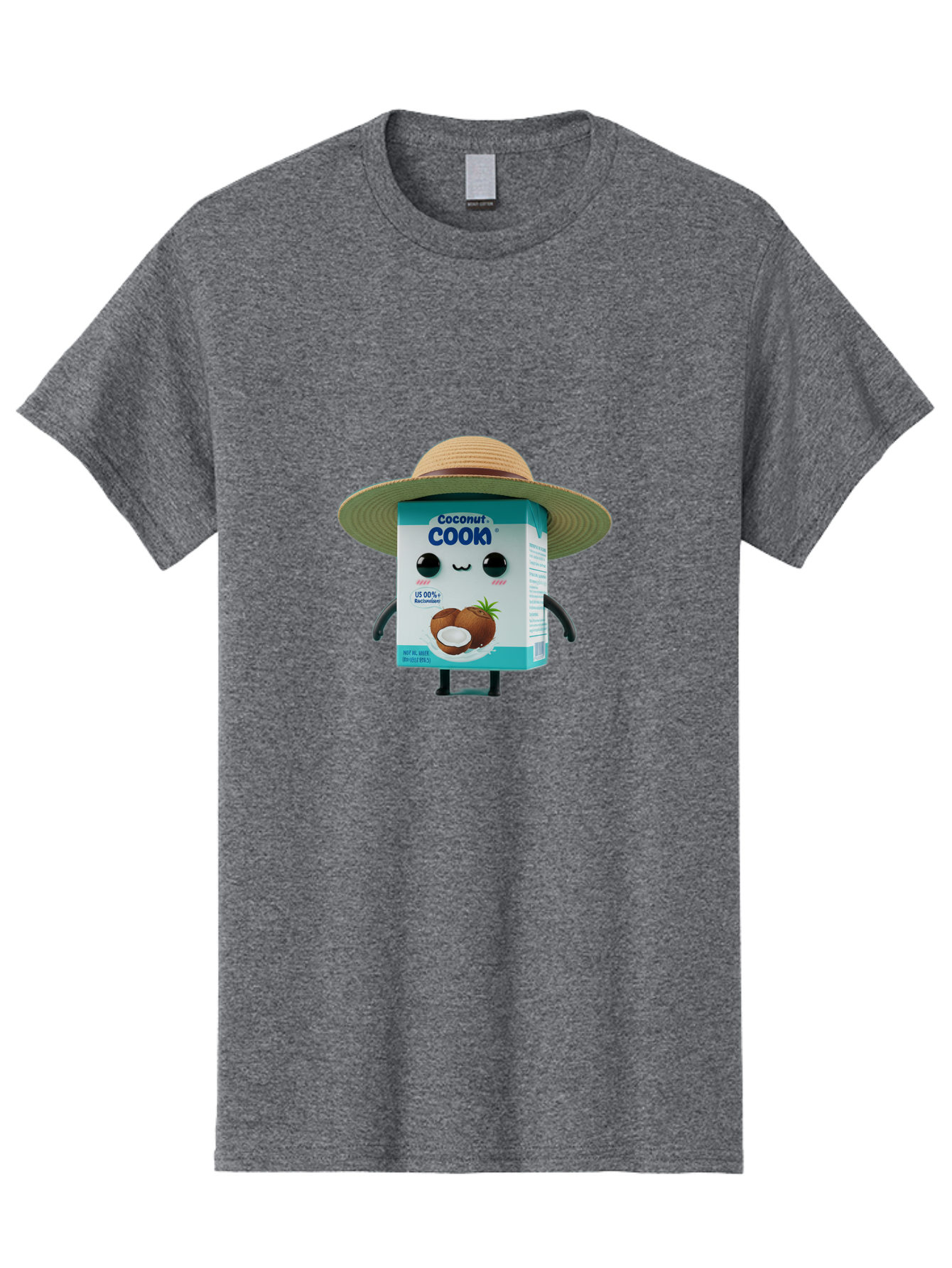 Coconut-Cook Men'S Graphic Tee, 100% Cotton, Comfortable Casual Summer Wear, Machine Washable, Carton Character, Coconut Cook, Cartoon Packaging, Animated Carton, Coconut Milk, Straw Hat, Kawaii, Funny Character, Humorous, Cute, Cartoon Style Bae412 15