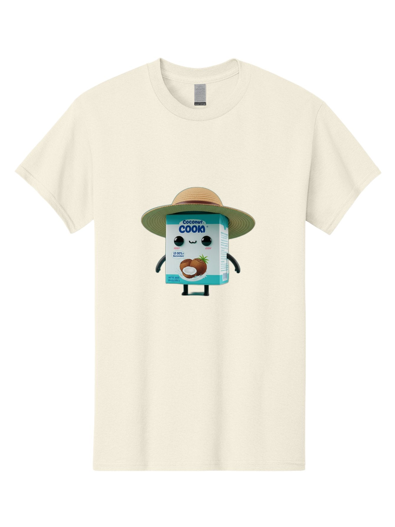 Coconut-Cook Men'S Graphic Tee, 100% Cotton, Comfortable Casual Summer Wear, Machine Washable, Carton Character, Coconut Cook, Cartoon Packaging, Animated Carton, Coconut Milk, Straw Hat, Kawaii, Funny Character, Humorous, Cute, Cartoon Style Bae412 8