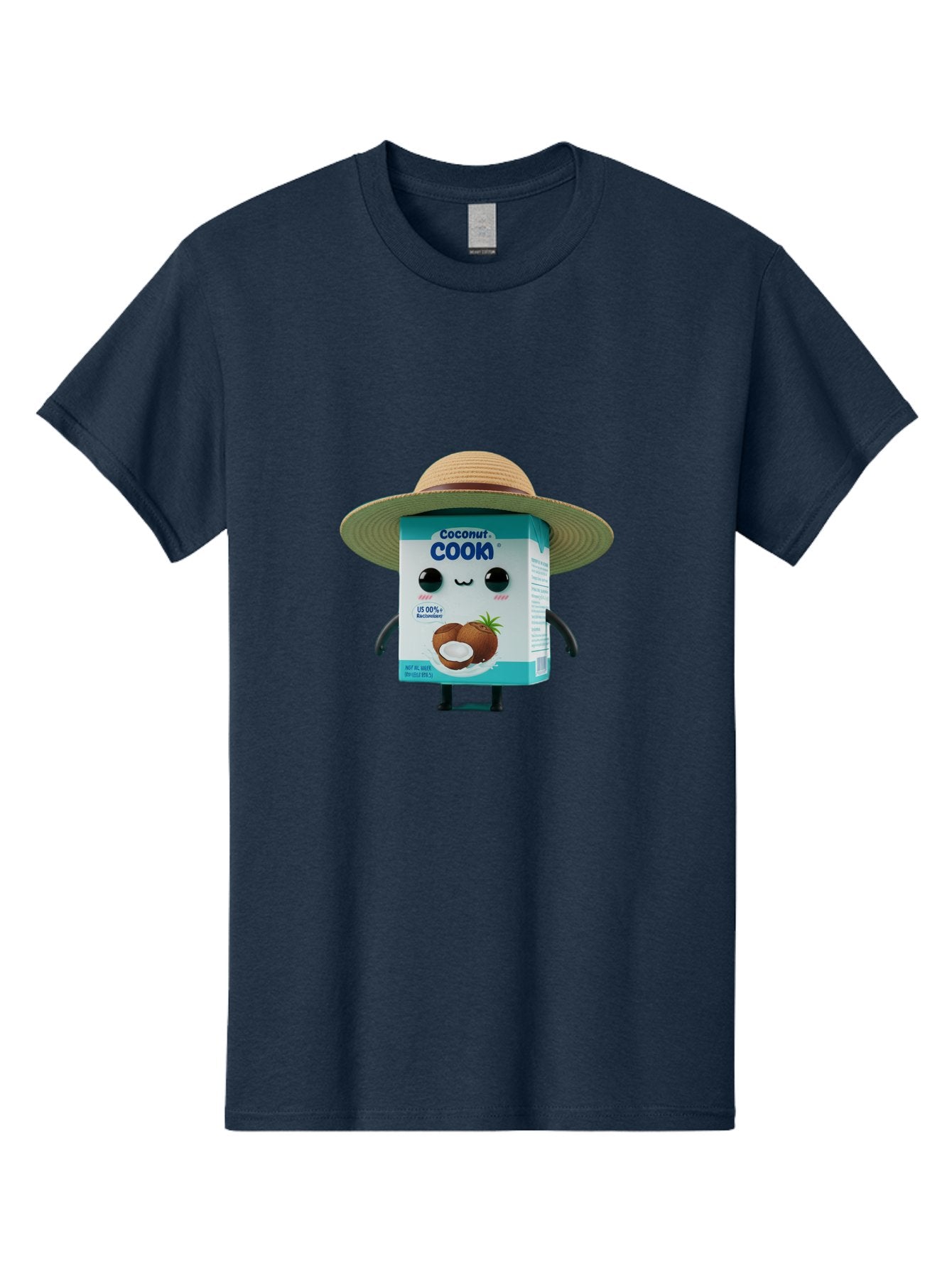 Coconut-Cook Men'S Graphic Tee, 100% Cotton, Comfortable Casual Summer Wear, Machine Washable, Carton Character, Coconut Cook, Cartoon Packaging, Animated Carton, Coconut Milk, Straw Hat, Kawaii, Funny Character, Humorous, Cute, Cartoon Style Bae412 6