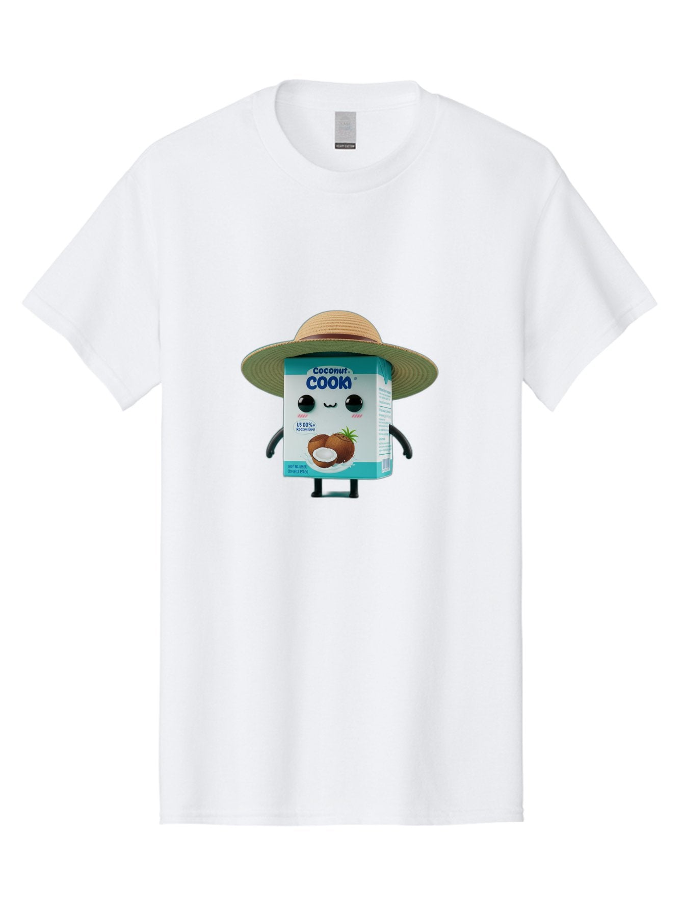 Coconut-Cook Men'S Graphic Tee, 100% Cotton, Comfortable Casual Summer Wear, Machine Washable, Carton Character, Coconut Cook, Cartoon Packaging, Animated Carton, Coconut Milk, Straw Hat, Kawaii, Funny Character, Humorous, Cute, Cartoon Style Bae412 15