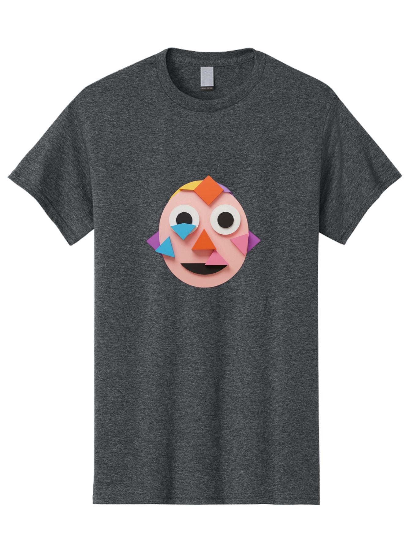 Colourful-Face Men'S Graphic Tee, 100% Cotton, Comfortable Casual Summer Wear, Machine Washable, Paper Craft Face, Colorful Geometric Shapes, Creative Art, Playful Design, Smiling Face, Happy Expression, Art Project, Diy Craft, Kids Activity Bae414 12