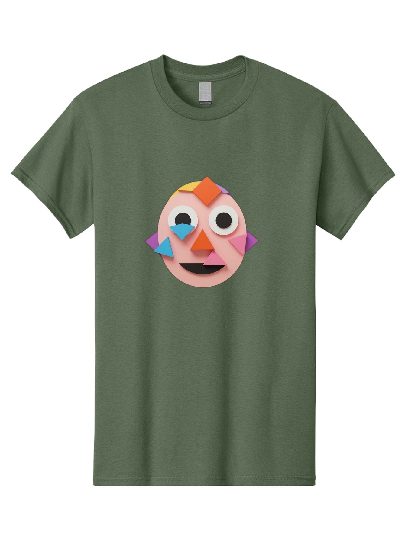 Colourful-Face Men'S Graphic Tee, 100% Cotton, Comfortable Casual Summer Wear, Machine Washable, Paper Craft Face, Colorful Geometric Shapes, Creative Art, Playful Design, Smiling Face, Happy Expression, Art Project, Diy Craft, Kids Activity Bae414 6