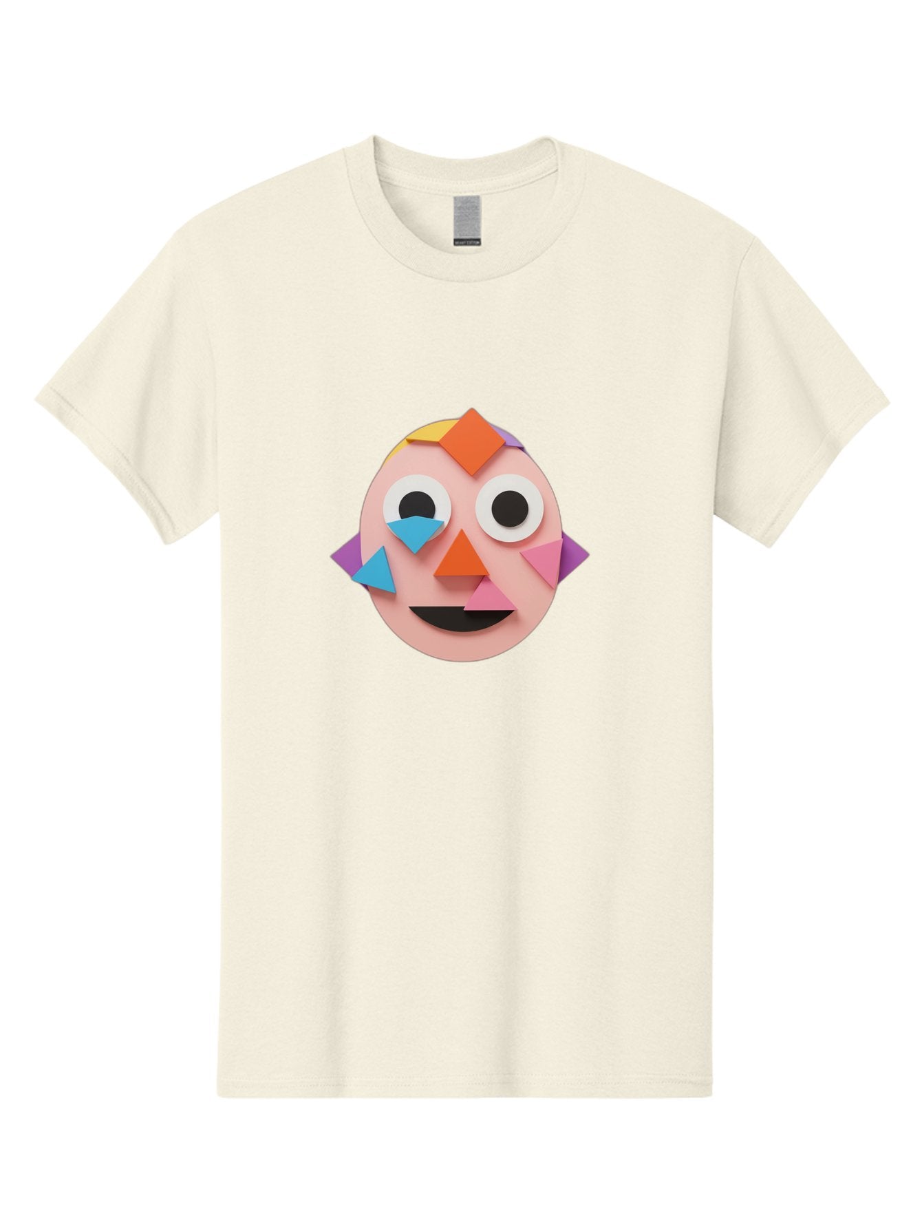 Colourful-Face Men'S Graphic Tee, 100% Cotton, Comfortable Casual Summer Wear, Machine Washable, Paper Craft Face, Colorful Geometric Shapes, Creative Art, Playful Design, Smiling Face, Happy Expression, Art Project, Diy Craft, Kids Activity Bae414 9