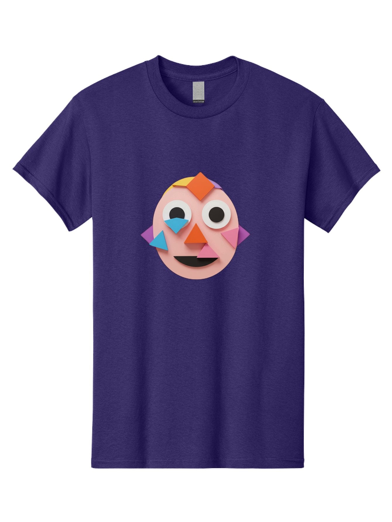 Colourful-Face Men'S Graphic Tee, 100% Cotton, Comfortable Casual Summer Wear, Machine Washable, Paper Craft Face, Colorful Geometric Shapes, Creative Art, Playful Design, Smiling Face, Happy Expression, Art Project, Diy Craft, Kids Activity Bae414 4