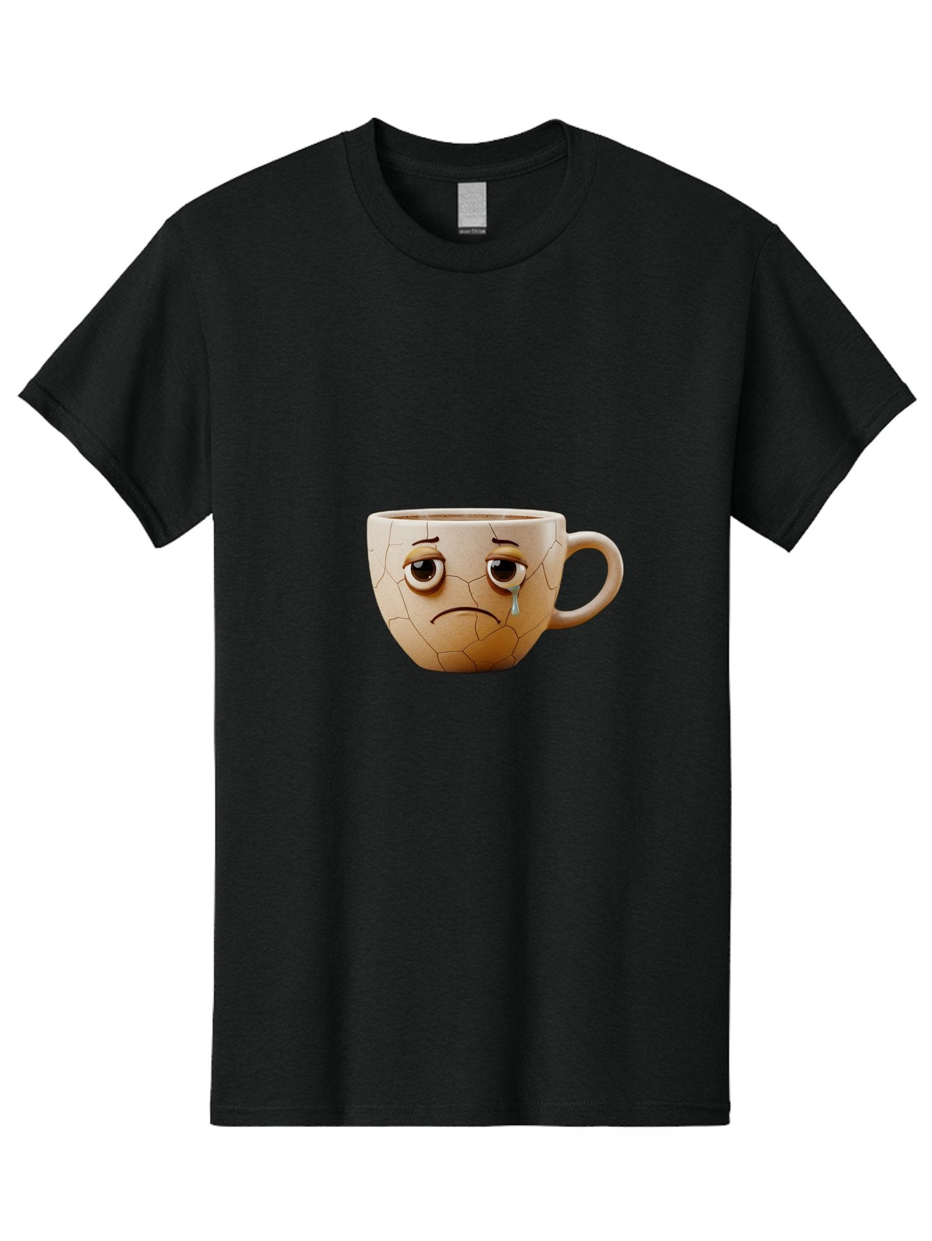 Cracked-Coffee-Mug Men'S Graphic Tee, 100% Cotton, Comfortable Casual Summer Wear, Machine Washable, Cracked Coffee Mug, Sad Face, Teary Eyes, Broken Coffee, Emotional Coffee Mug, Cracked, Upset, Frowning Face, Cracked Ceramic Bae415 14