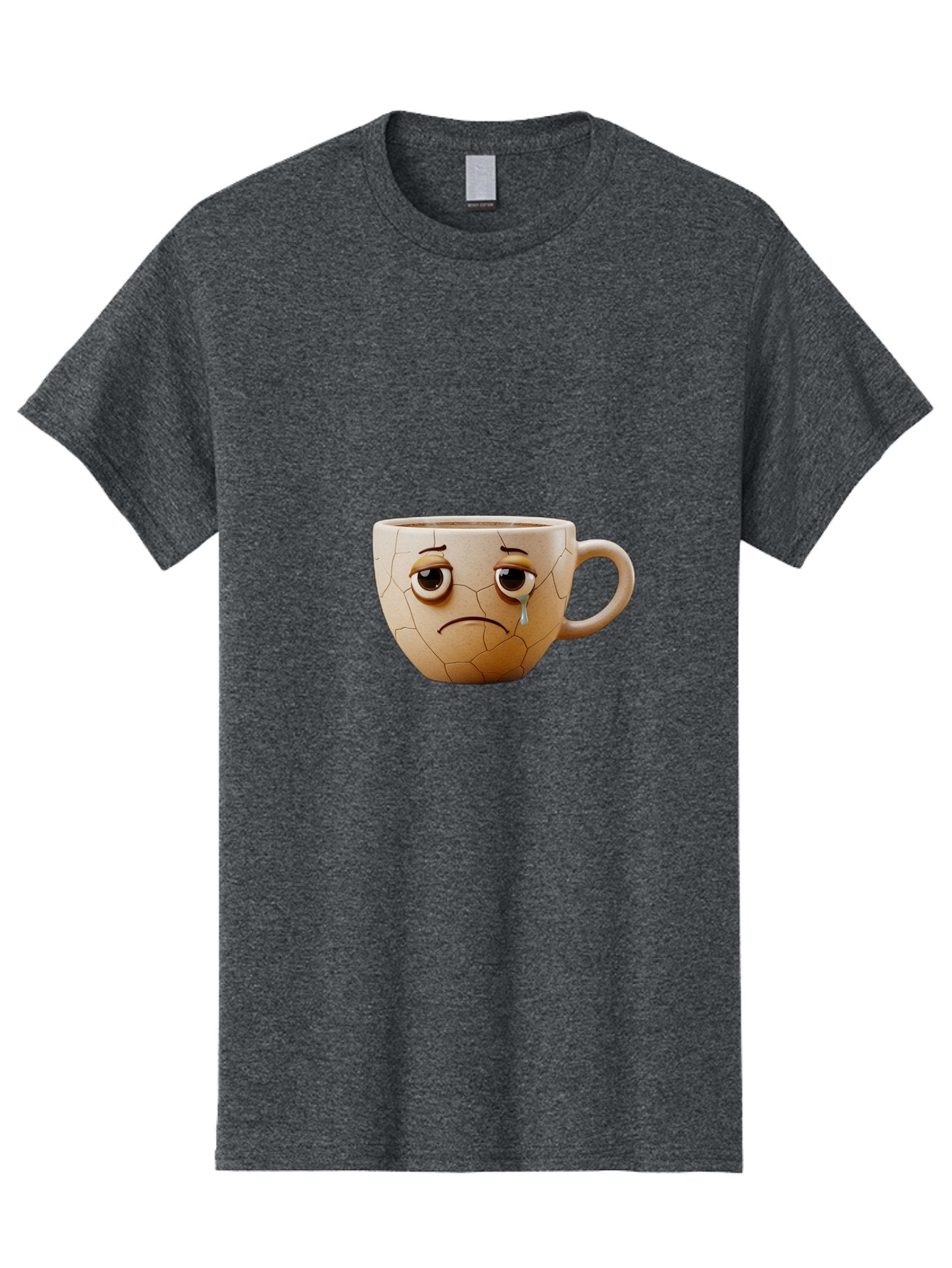 Cracked-Coffee-Mug Men'S Graphic Tee, 100% Cotton, Comfortable Casual Summer Wear, Machine Washable, Cracked Coffee Mug, Sad Face, Teary Eyes, Broken Coffee, Emotional Coffee Mug, Cracked, Upset, Frowning Face, Cracked Ceramic Bae415 6