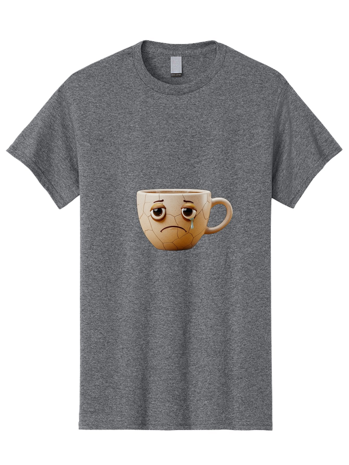 Cracked-Coffee-Mug Men'S Graphic Tee, 100% Cotton, Comfortable Casual Summer Wear, Machine Washable, Cracked Coffee Mug, Sad Face, Teary Eyes, Broken Coffee, Emotional Coffee Mug, Cracked, Upset, Frowning Face, Cracked Ceramic Bae415 9