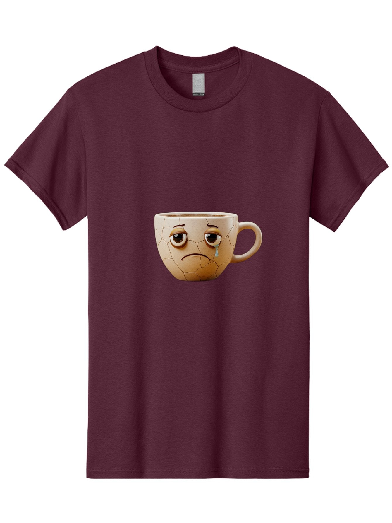 Cracked-Coffee-Mug Men'S Graphic Tee, 100% Cotton, Comfortable Casual Summer Wear, Machine Washable, Cracked Coffee Mug, Sad Face, Teary Eyes, Broken Coffee, Emotional Coffee Mug, Cracked, Upset, Frowning Face, Cracked Ceramic Bae415 4