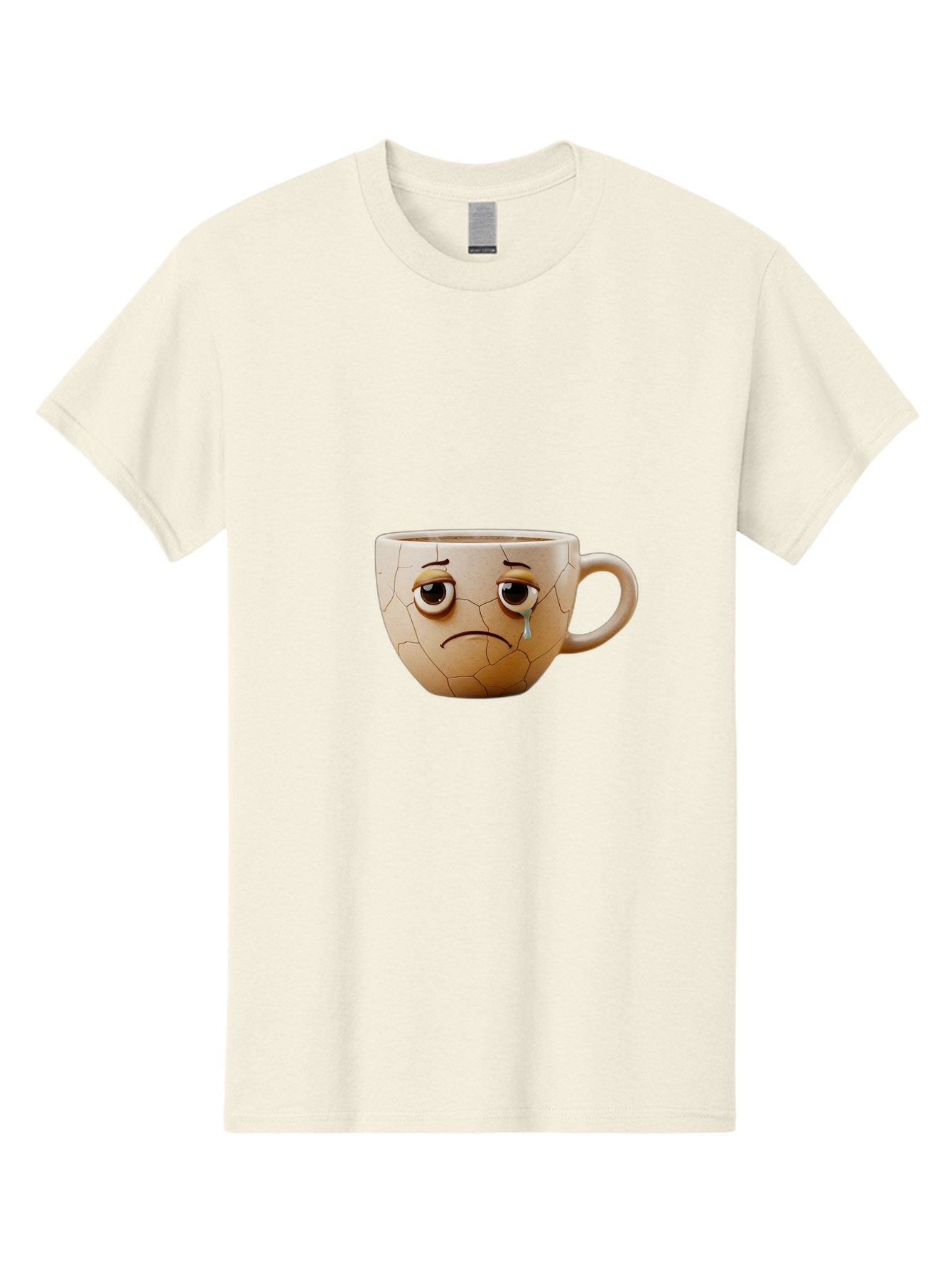 Cracked-Coffee-Mug Men'S Graphic Tee, 100% Cotton, Comfortable Casual Summer Wear, Machine Washable, Cracked Coffee Mug, Sad Face, Teary Eyes, Broken Coffee, Emotional Coffee Mug, Cracked, Upset, Frowning Face, Cracked Ceramic Bae415 3