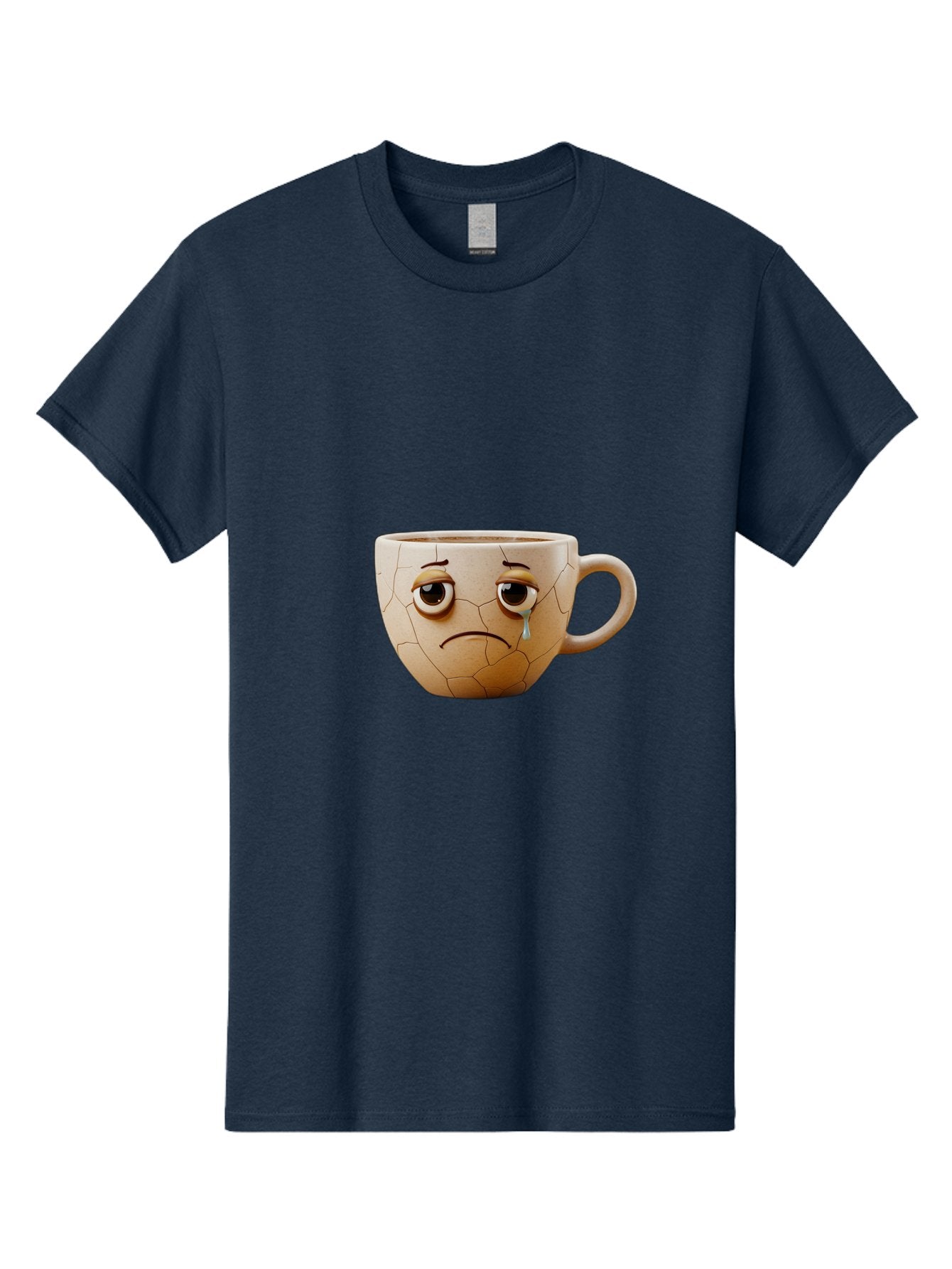 Cracked-Coffee-Mug Men'S Graphic Tee, 100% Cotton, Comfortable Casual Summer Wear, Machine Washable, Cracked Coffee Mug, Sad Face, Teary Eyes, Broken Coffee, Emotional Coffee Mug, Cracked, Upset, Frowning Face, Cracked Ceramic Bae415 13