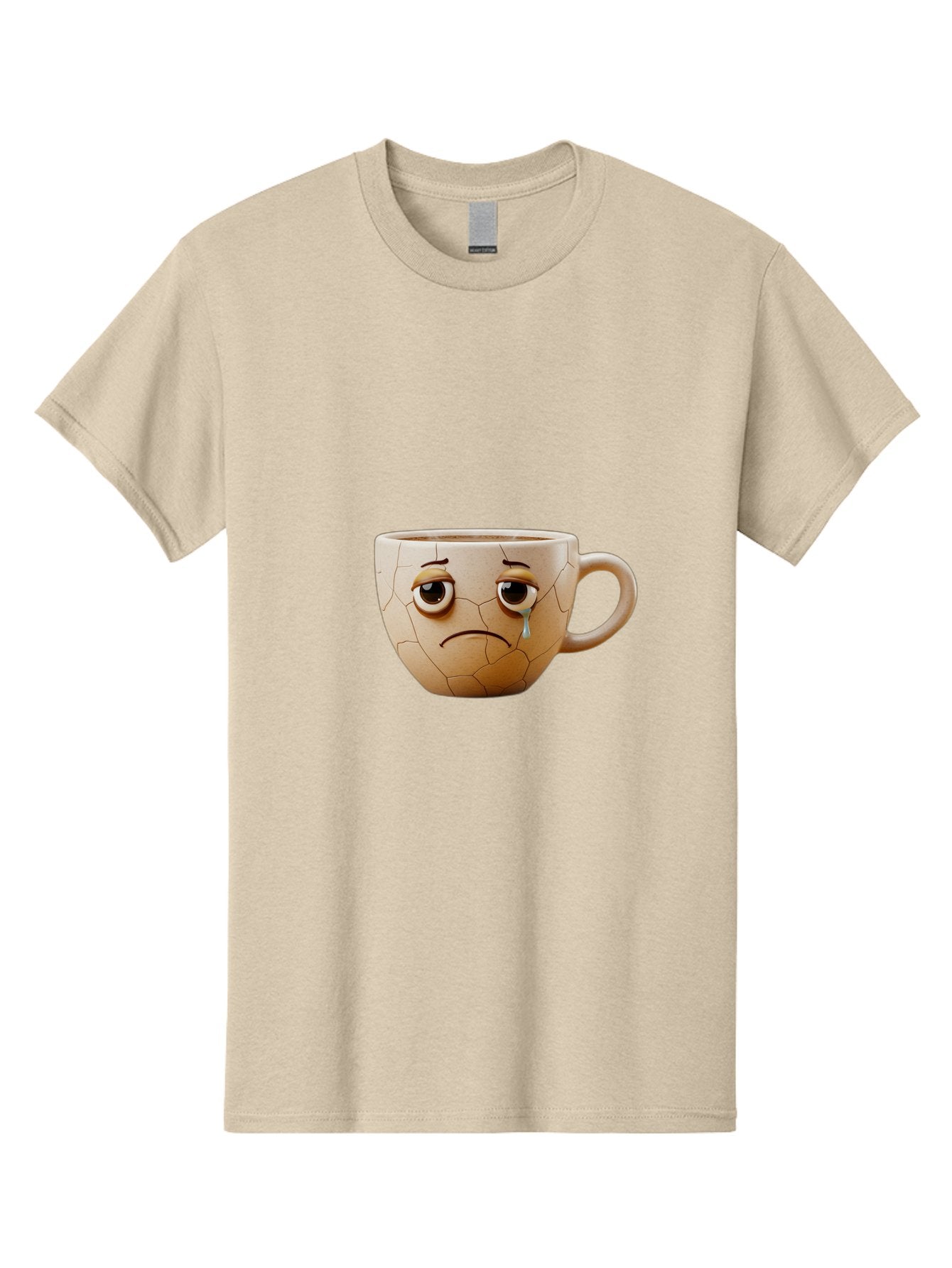 Cracked-Coffee-Mug Men'S Graphic Tee, 100% Cotton, Comfortable Casual Summer Wear, Machine Washable, Cracked Coffee Mug, Sad Face, Teary Eyes, Broken Coffee, Emotional Coffee Mug, Cracked, Upset, Frowning Face, Cracked Ceramic Bae415 8